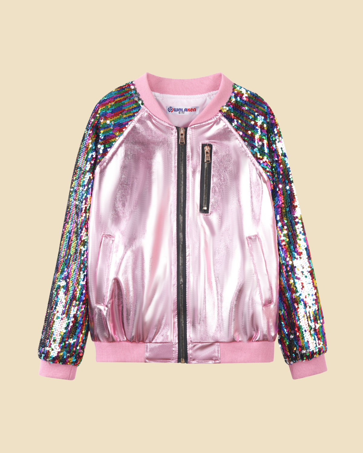 Sequin Metallic Bomber Jacket