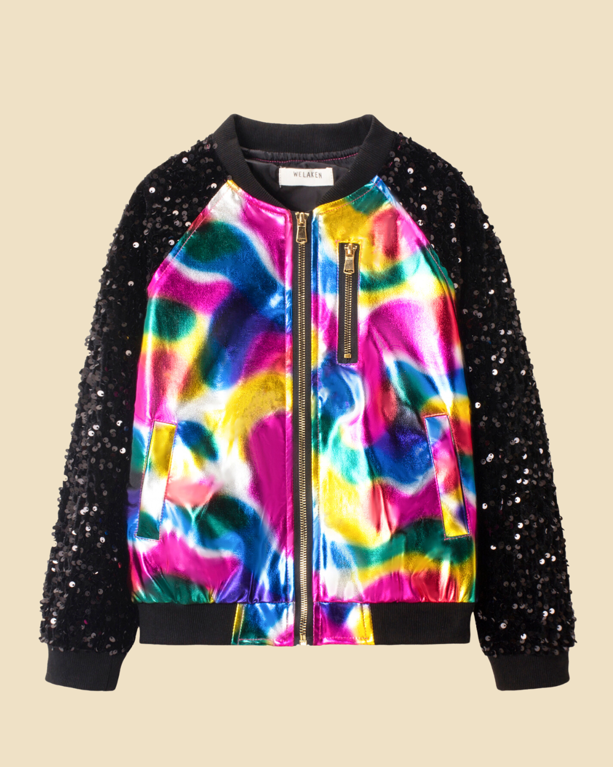 Sequin Metallic Bomber Jacket
