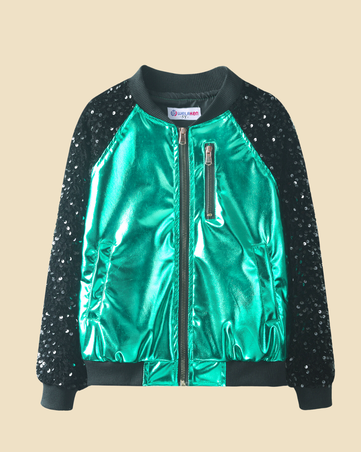 Sequin Metallic Bomber Jacket