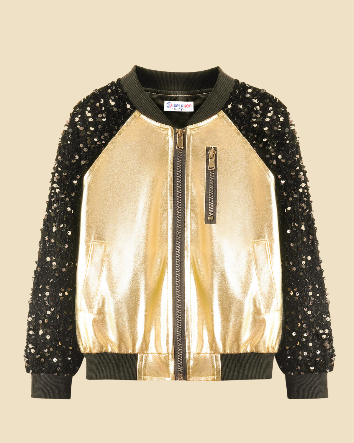 Sequin Metallic Bomber Jacket