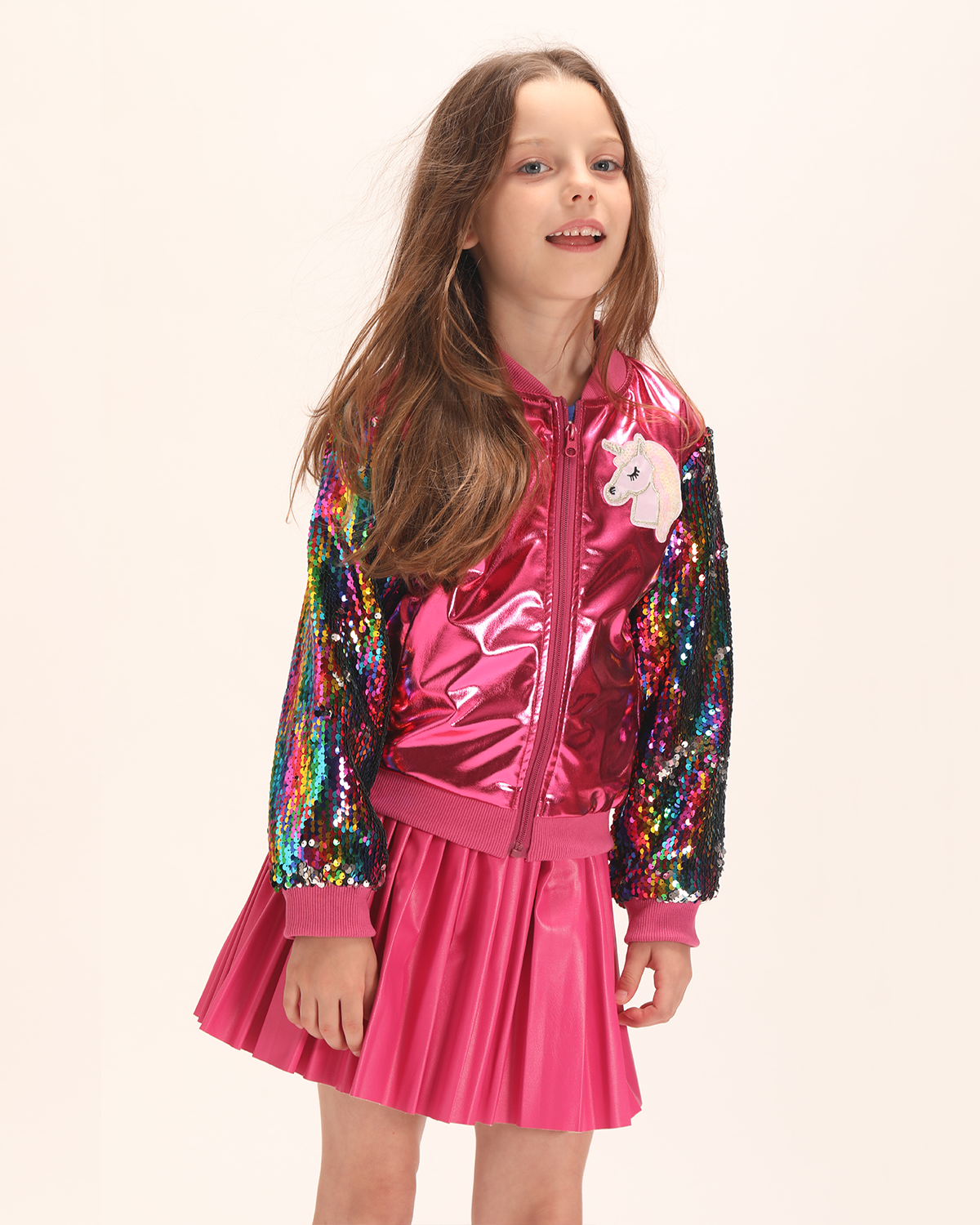 Swing into Style: Girls' Faux Leather Pleated Skirt