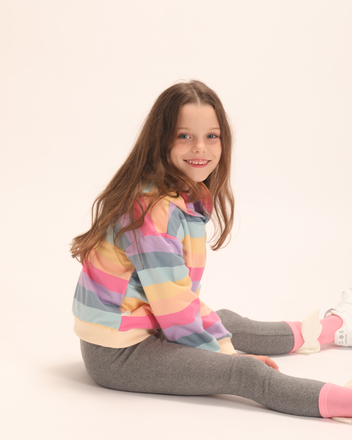 Rainbow Striped Hooded Sweatshirt