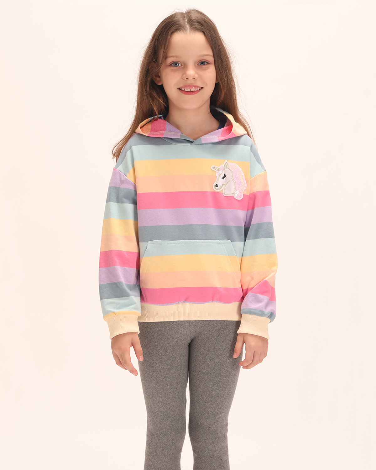 Rainbow Striped Hooded Sweatshirt