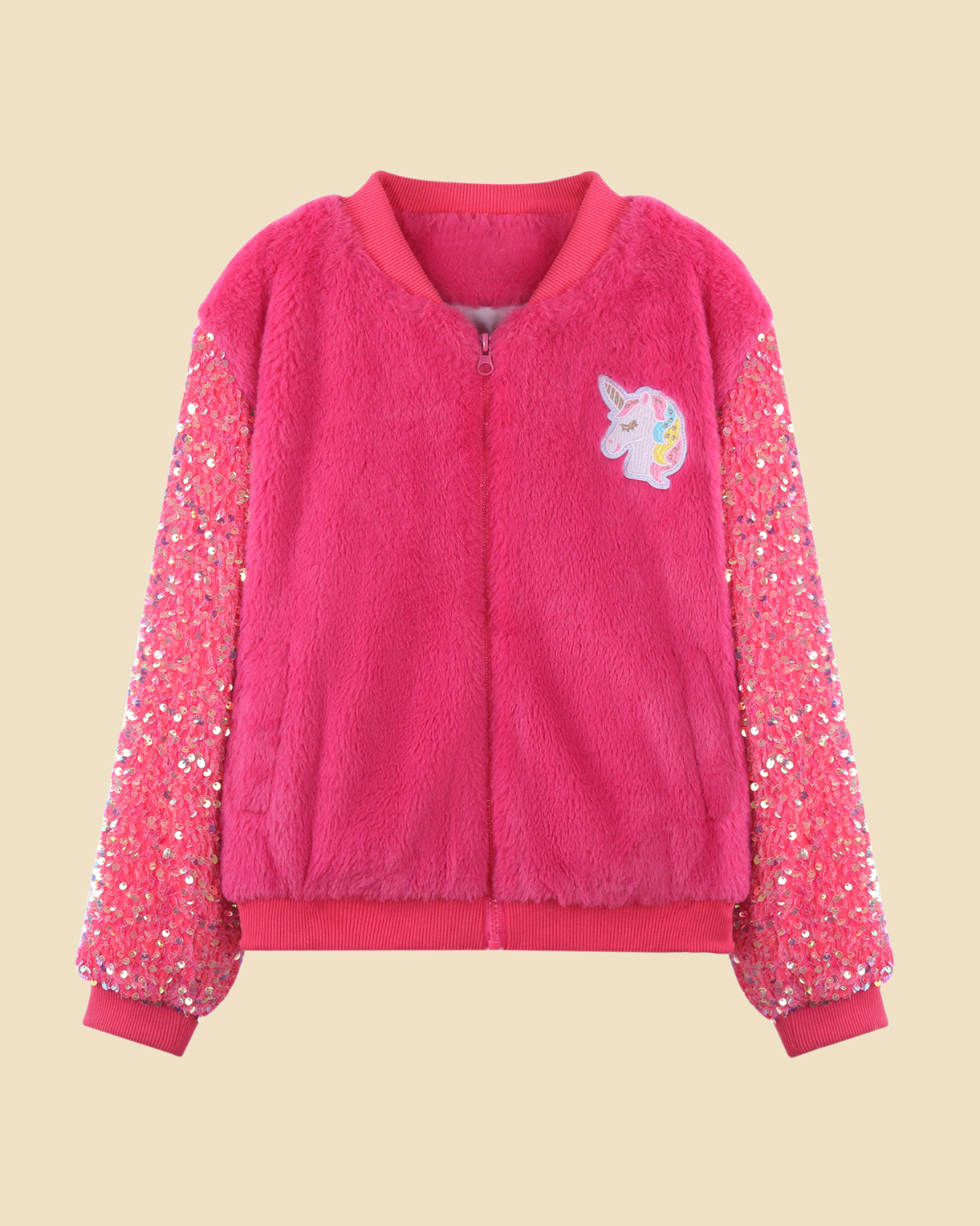 Unicorn Magic: Girls' Sequin Sleeves Fleece Jacket