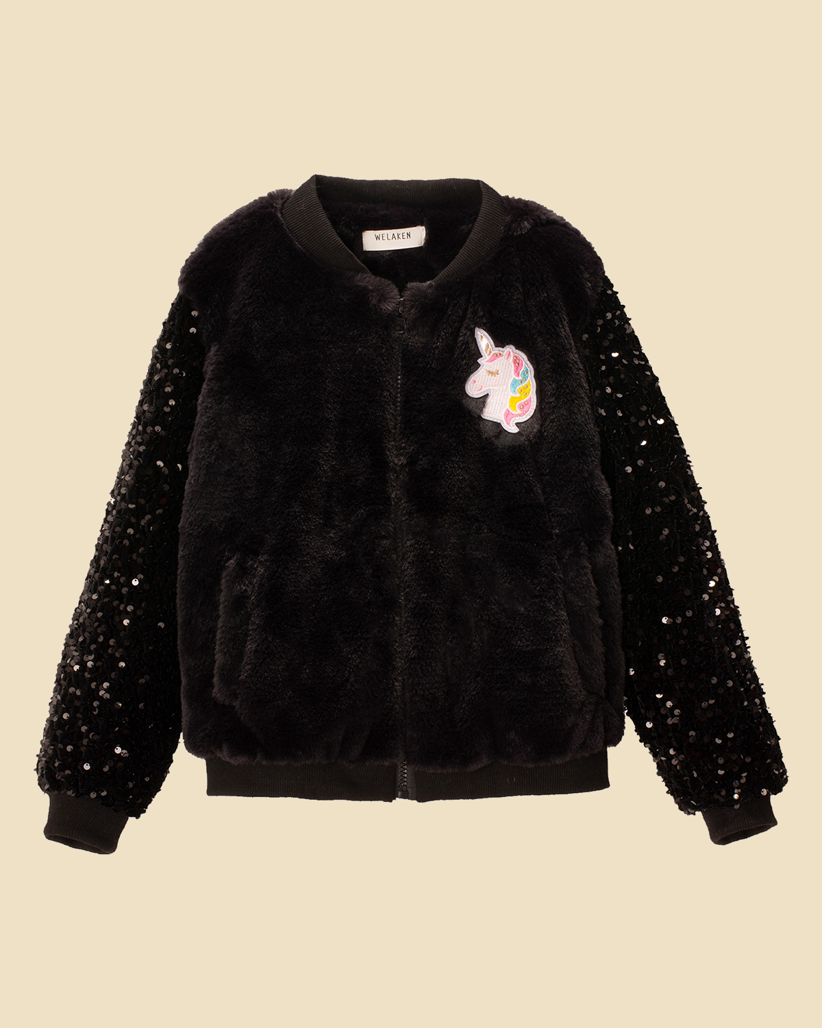Unicorn Magic: Girls' Sequin Sleeves Fleece Jacket