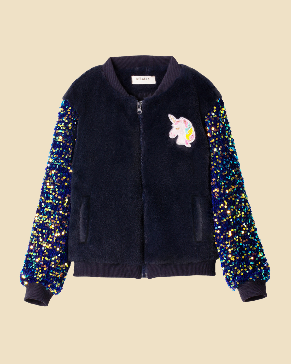Unicorn Magic: Girls' Sequin Sleeves Fleece Jacket