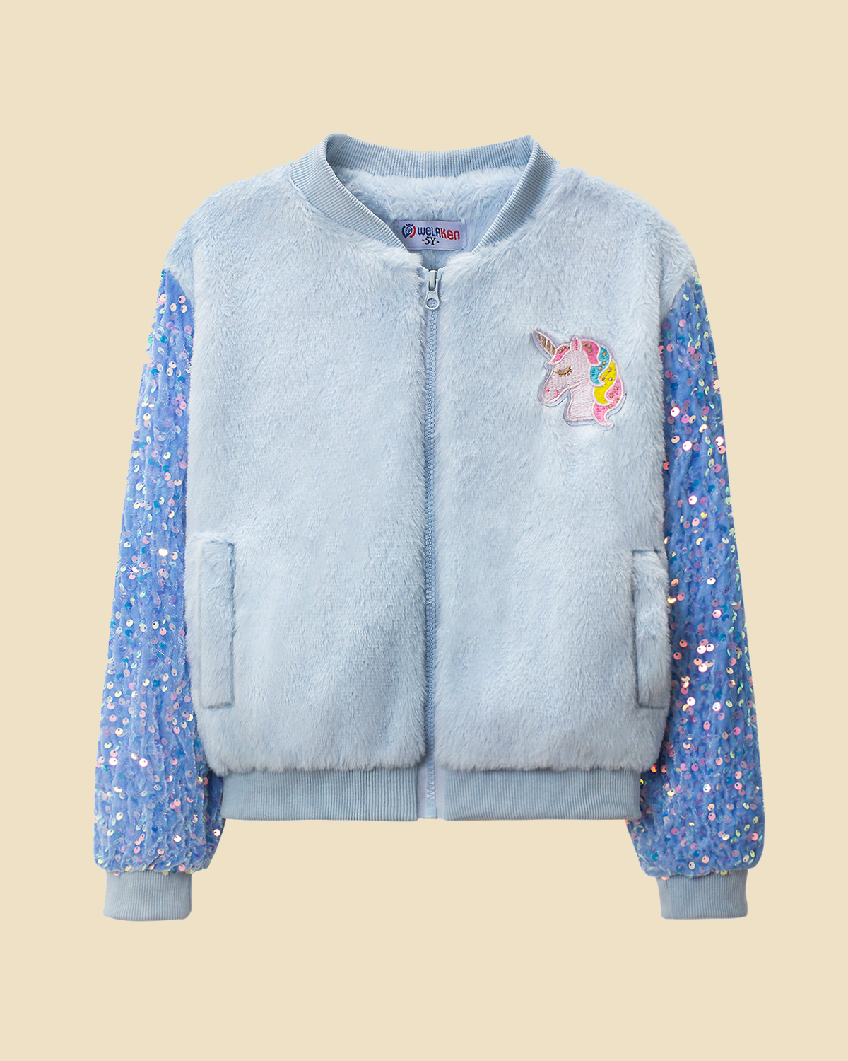 Unicorn Magic: Girls' Sequin Sleeves Fleece Jacket