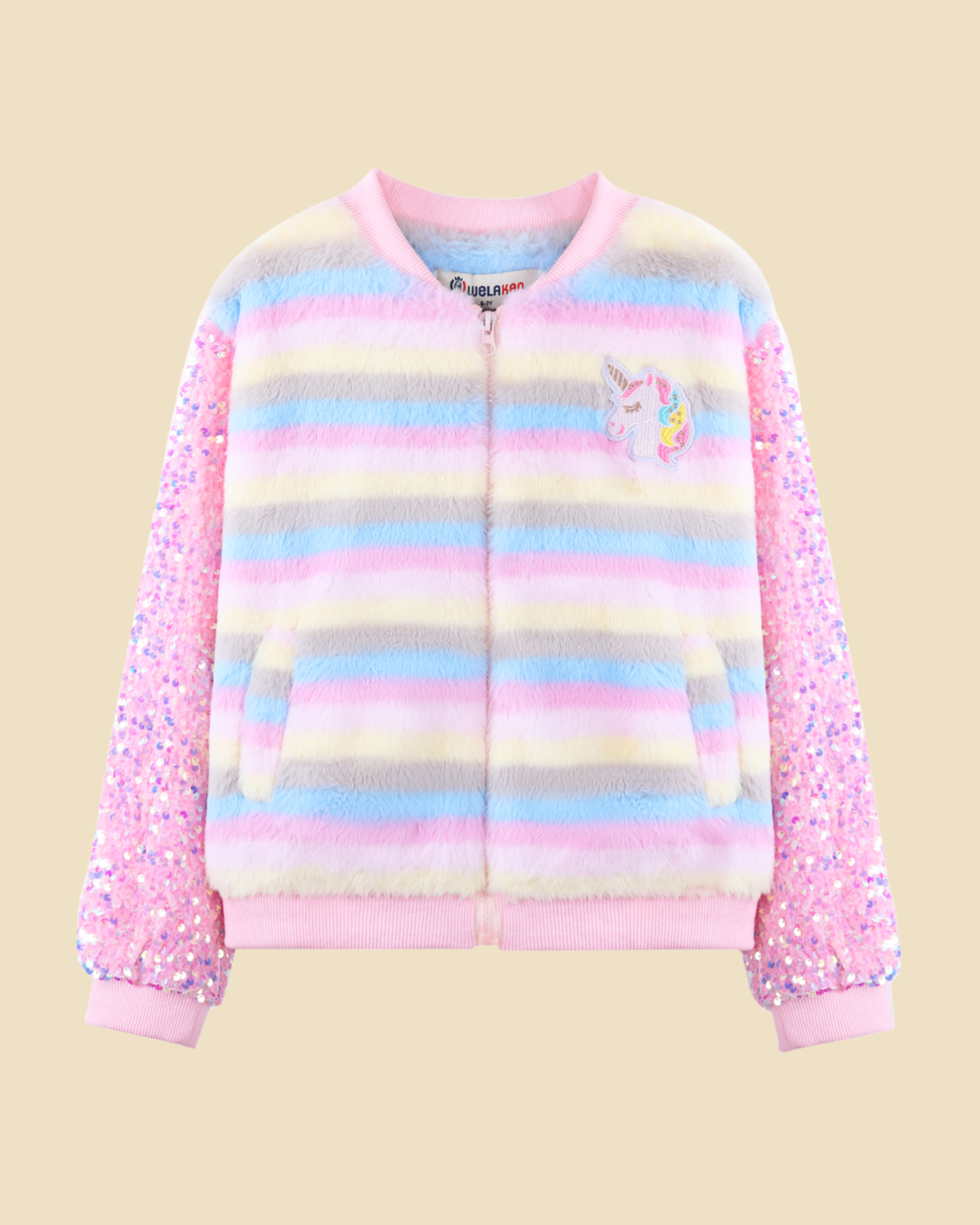 Unicorn Magic: Girls' Sequin Sleeves Fleece Jacket