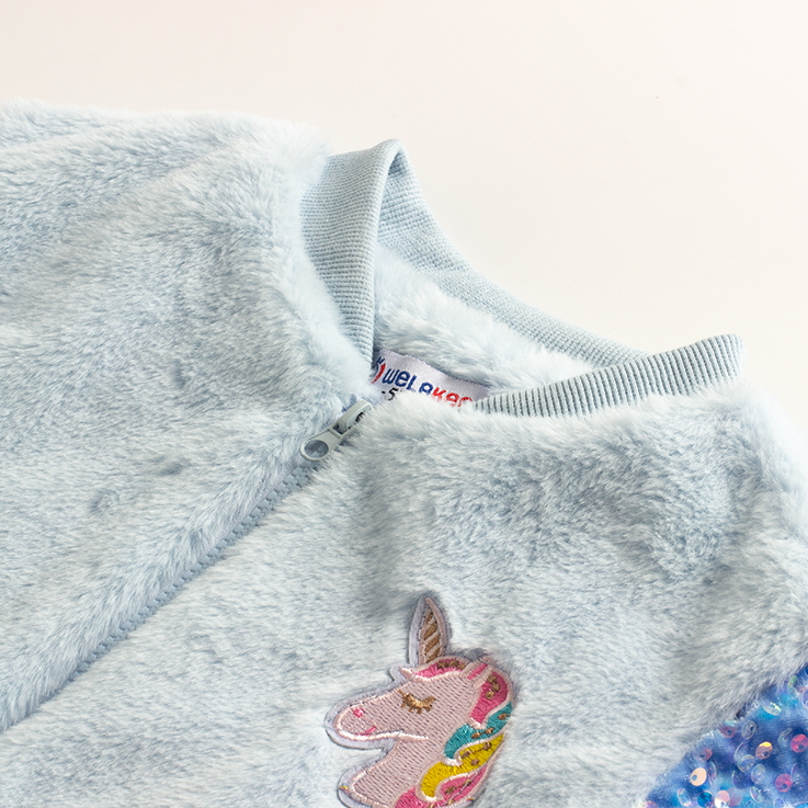 Unicorn Magic: Girls' Sequin Sleeves Fleece Jacket