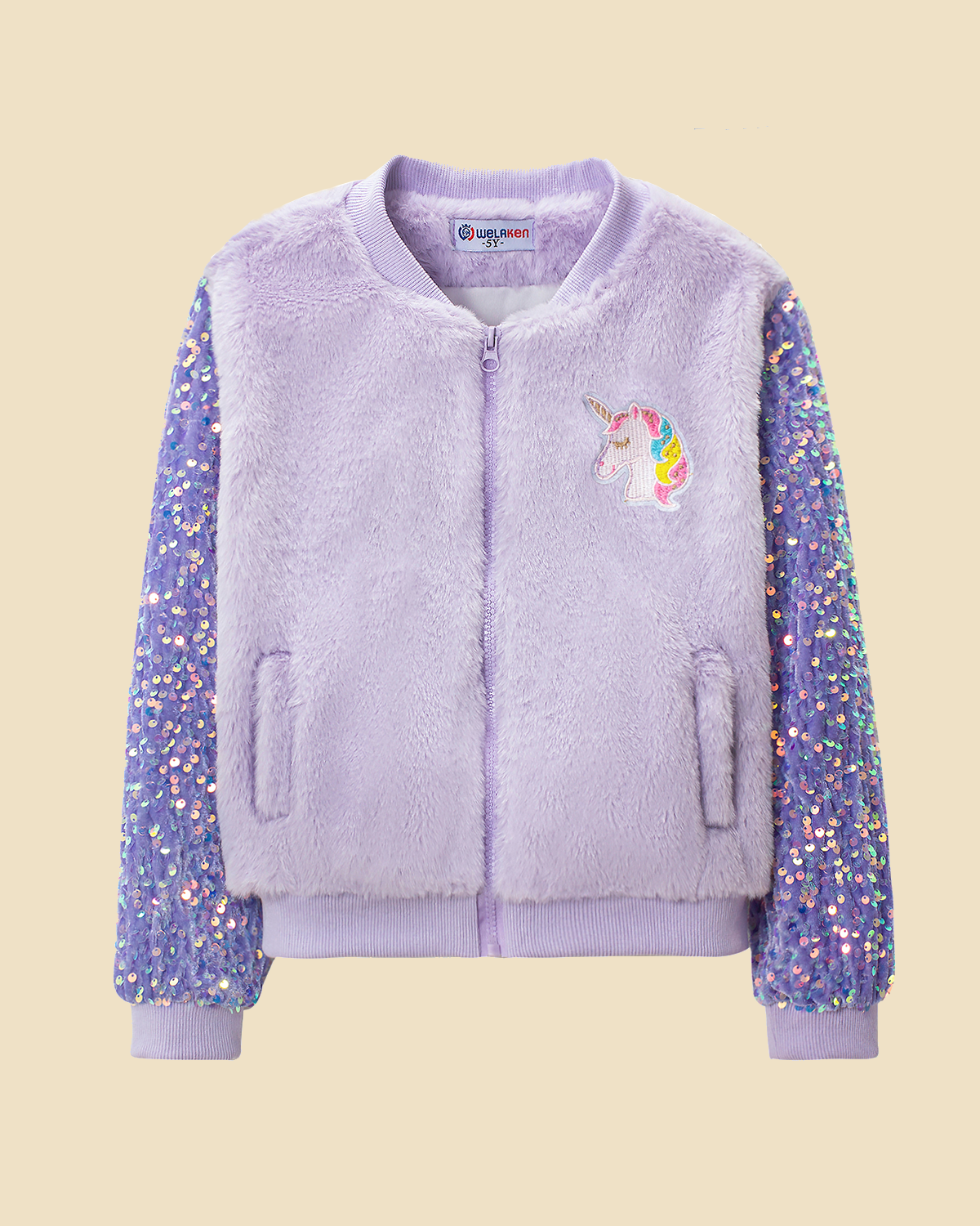 Unicorn Magic: Girls' Sequin Sleeves Fleece Jacket