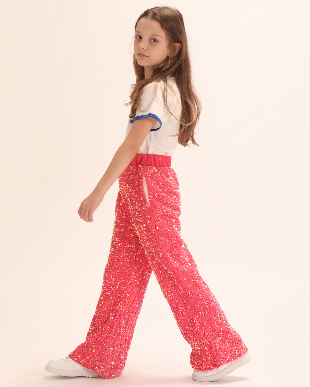 Twinkle and Twirl: Girls Velvet Sparkle Sequin Pants