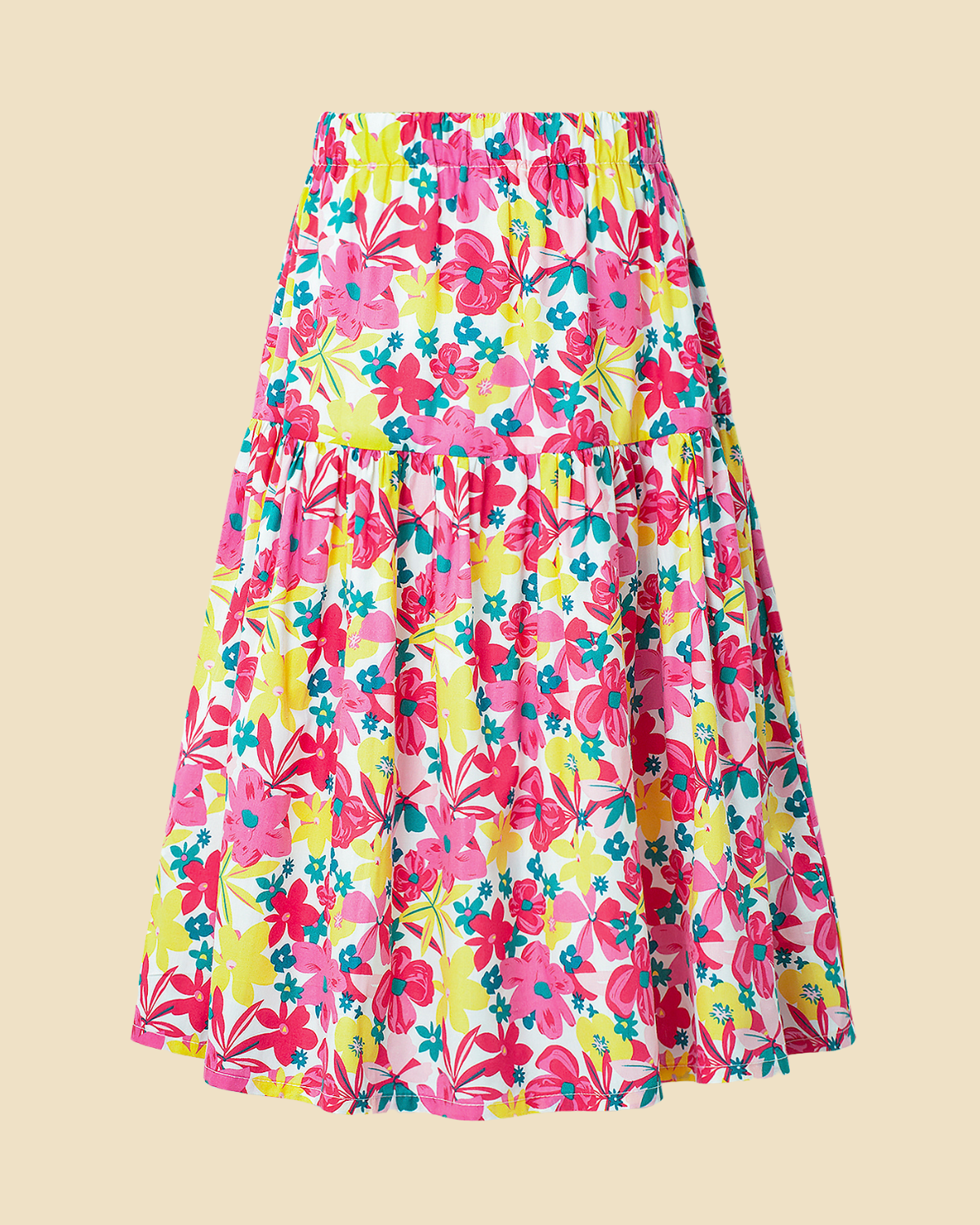 Girls Floral Midi Skirt Pink