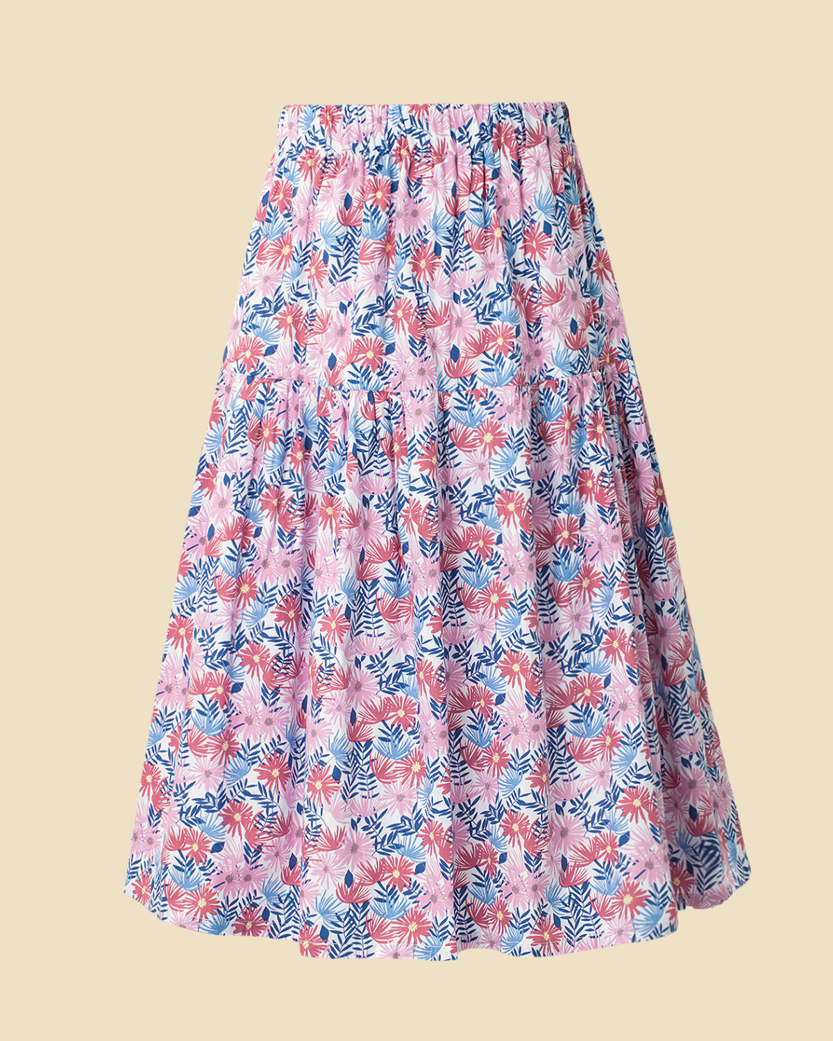 Girls Floral Midi Skirt Pink