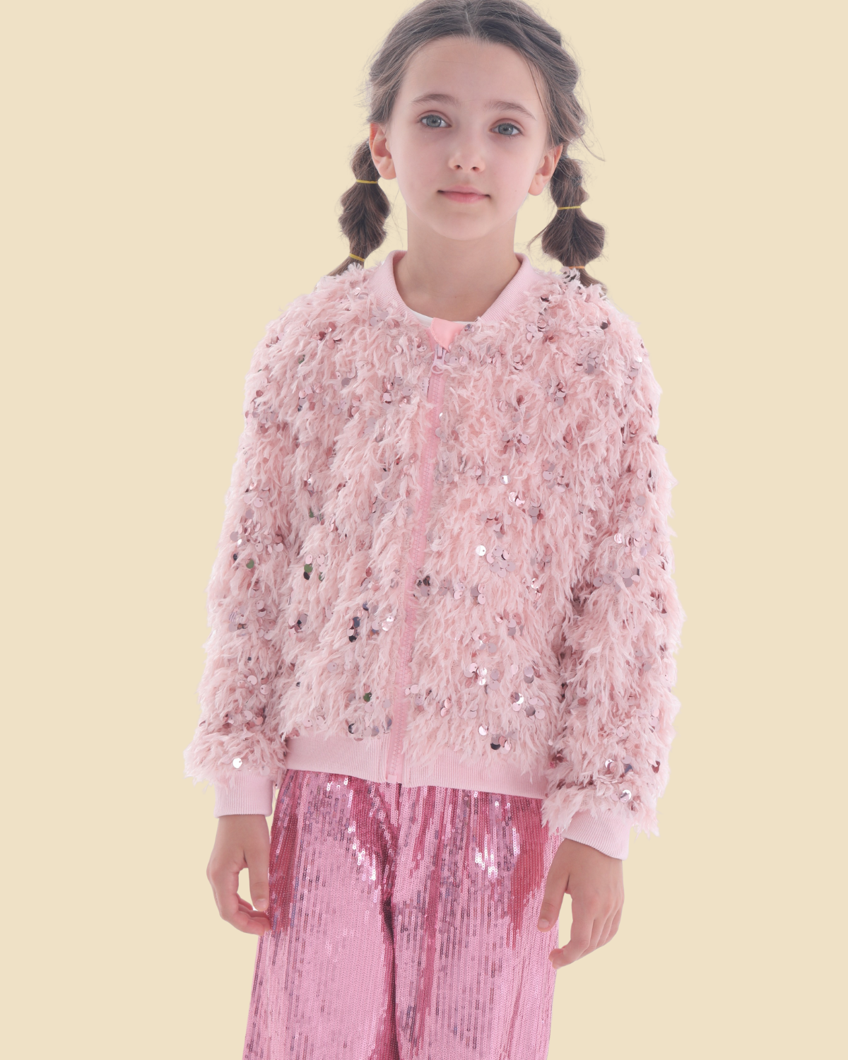 Faux Feather Sequin Jacket