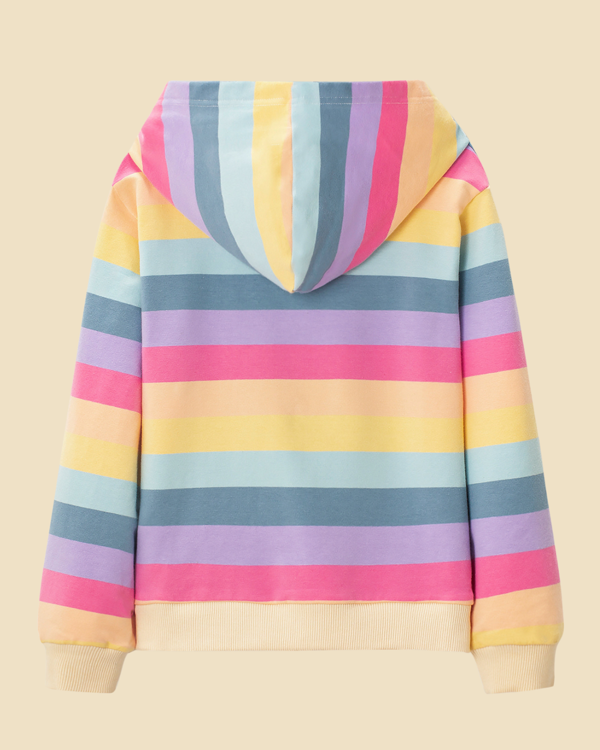 Rainbow Striped Zip Up Hooded Sweatshirt