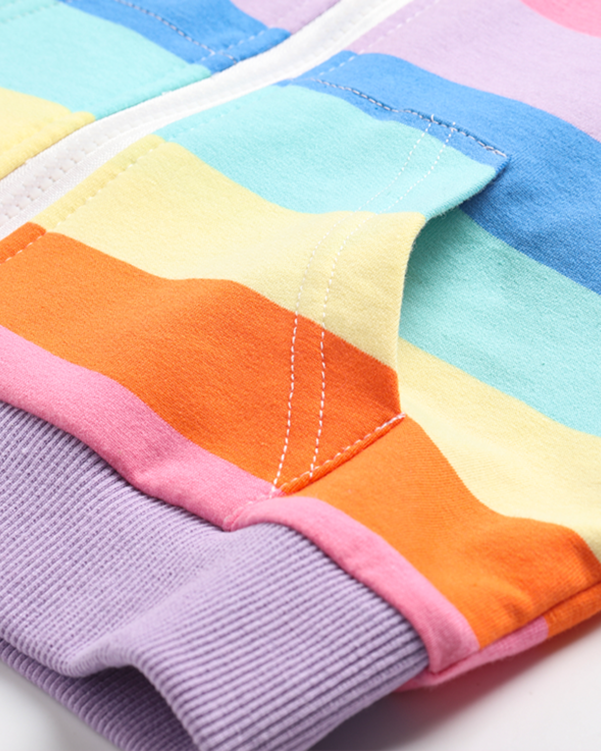 Rainbow Striped Zip Up Hooded Sweatshirt