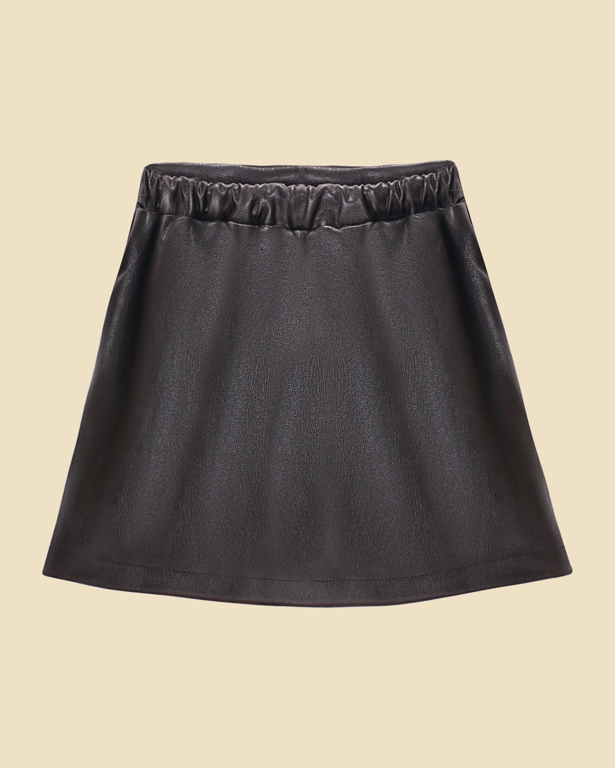 Heartfelt Chic: Girls' Faux Leather Skirt with Heart-Shaped Pockets