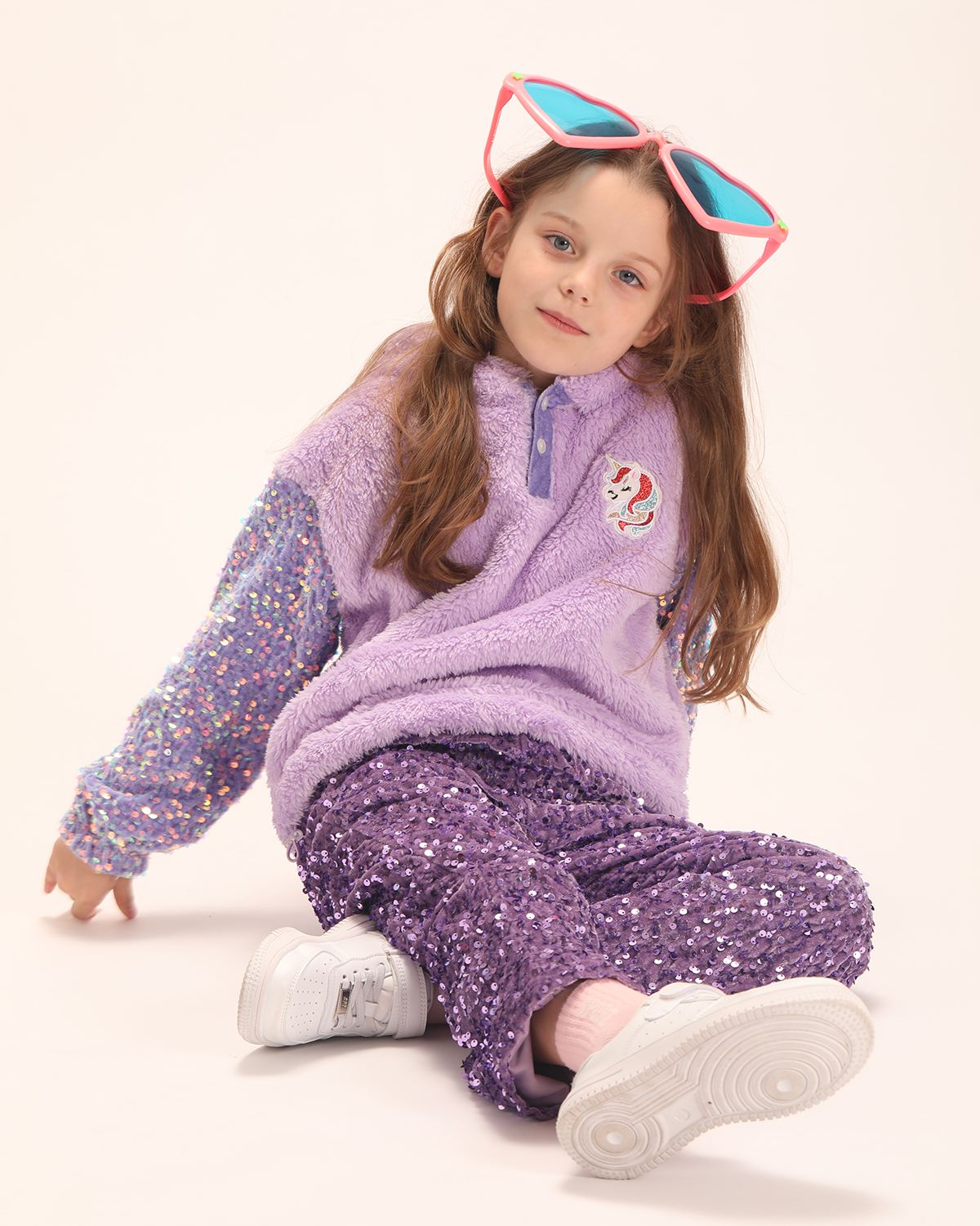 Enchanting Unicorn: Girls' Sherpa Fleece Sweatshirt