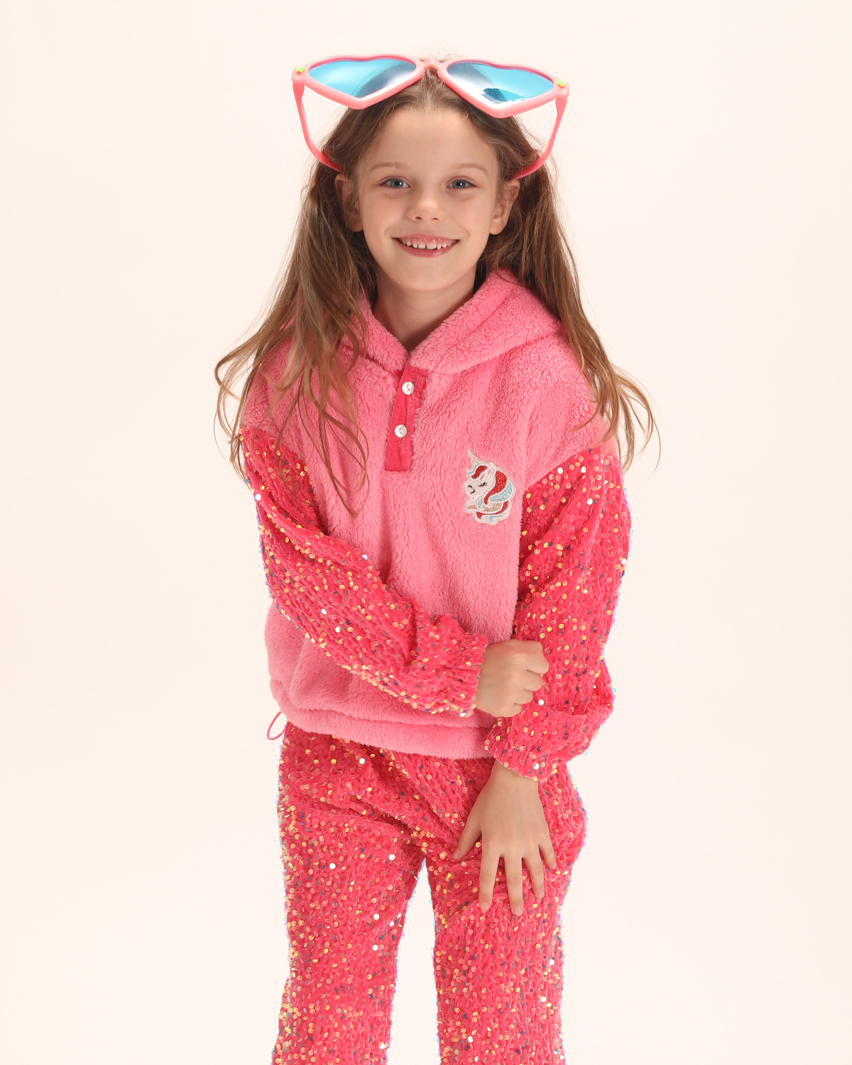 Enchanting Unicorn: Girls' Sherpa Fleece Sweatshirt
