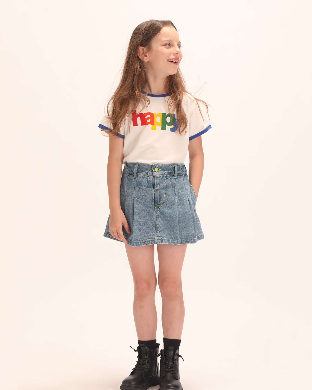 Denim Darling: Girls' Playful Denim Mini Skirt