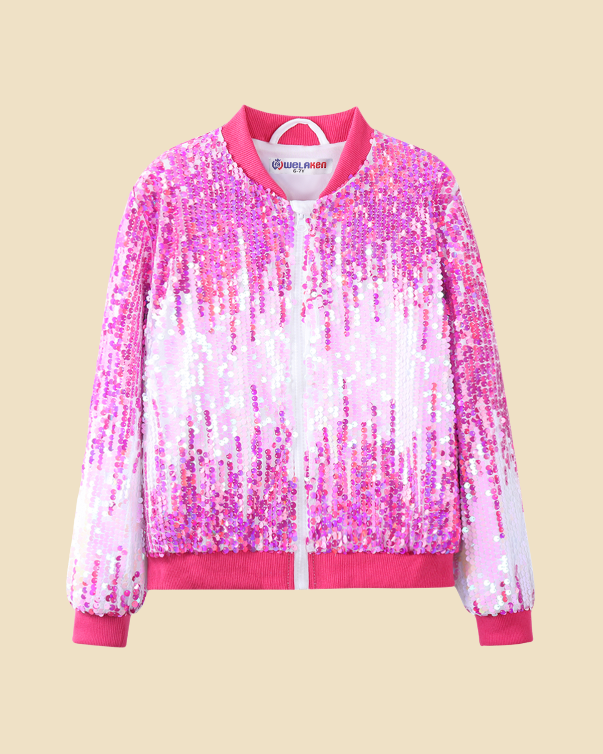 Glitter Galore: Girls' Lightweight Ombre Sequin Bomber Jacket