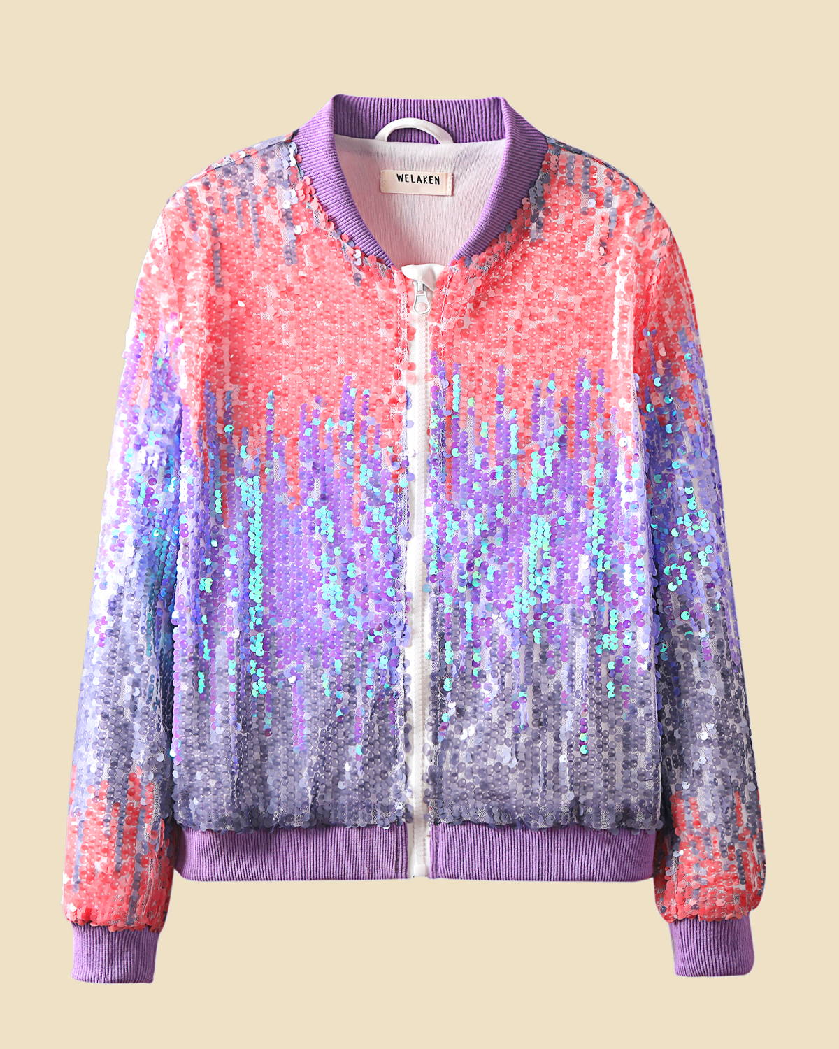 Glitter Galore: Girls' Lightweight Ombre Sequin Bomber Jacket