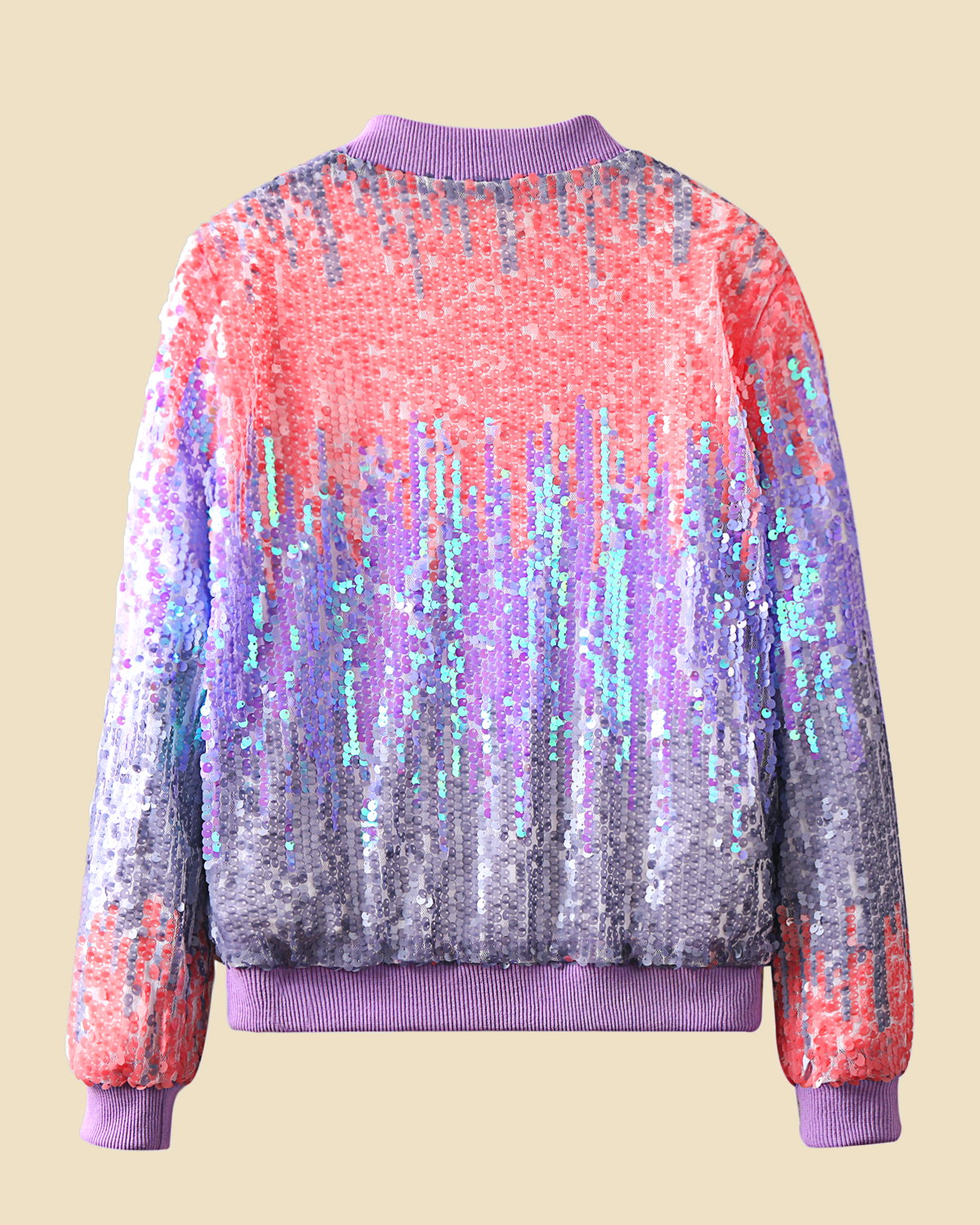 Glitter Galore: Girls' Lightweight Ombre Sequin Bomber Jacket