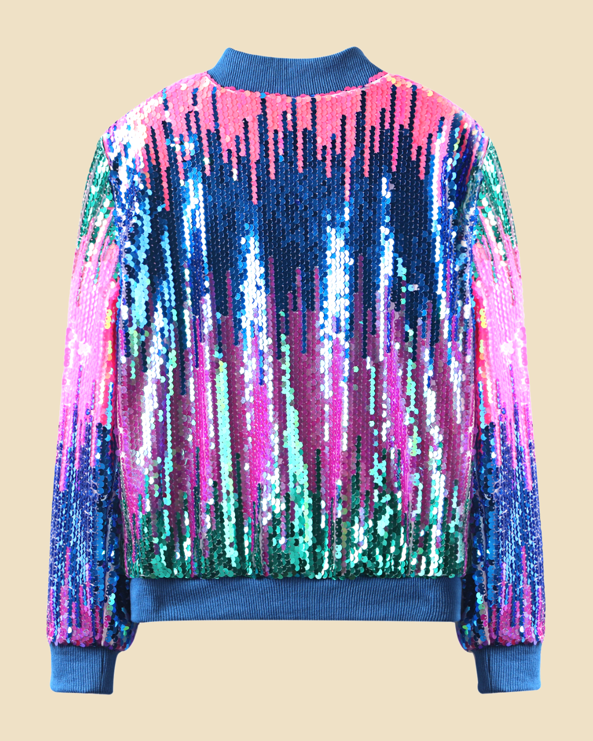 Glitter Galore: Girls' Lightweight Ombre Sequin Bomber Jacket