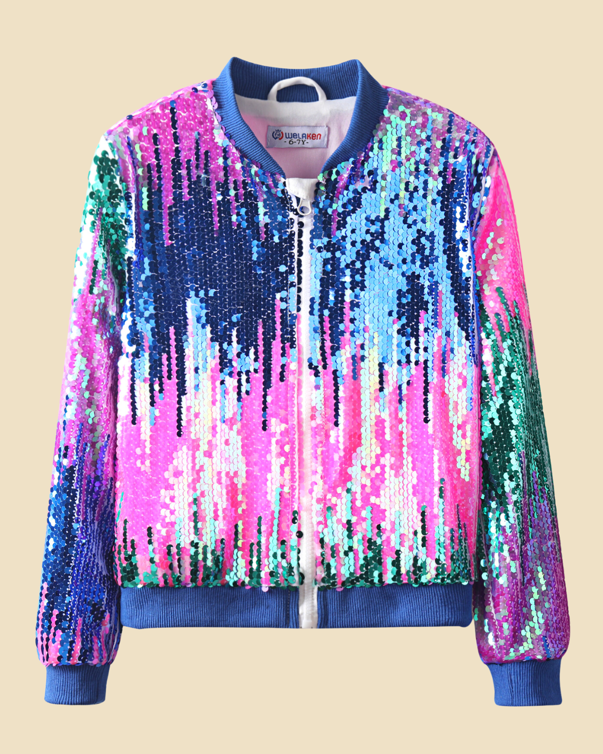 Glitter Galore: Girls' Lightweight Ombre Sequin Bomber Jacket