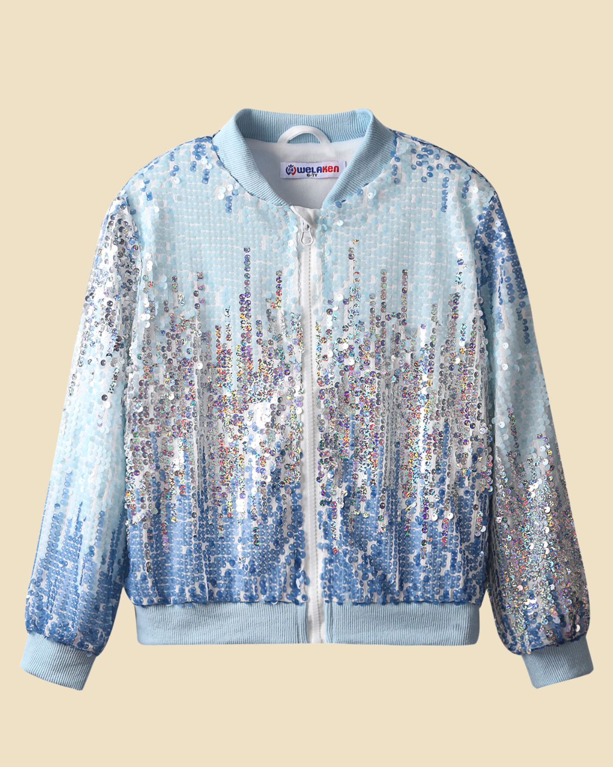 Glitter Galore: Girls' Lightweight Ombre Sequin Bomber Jacket
