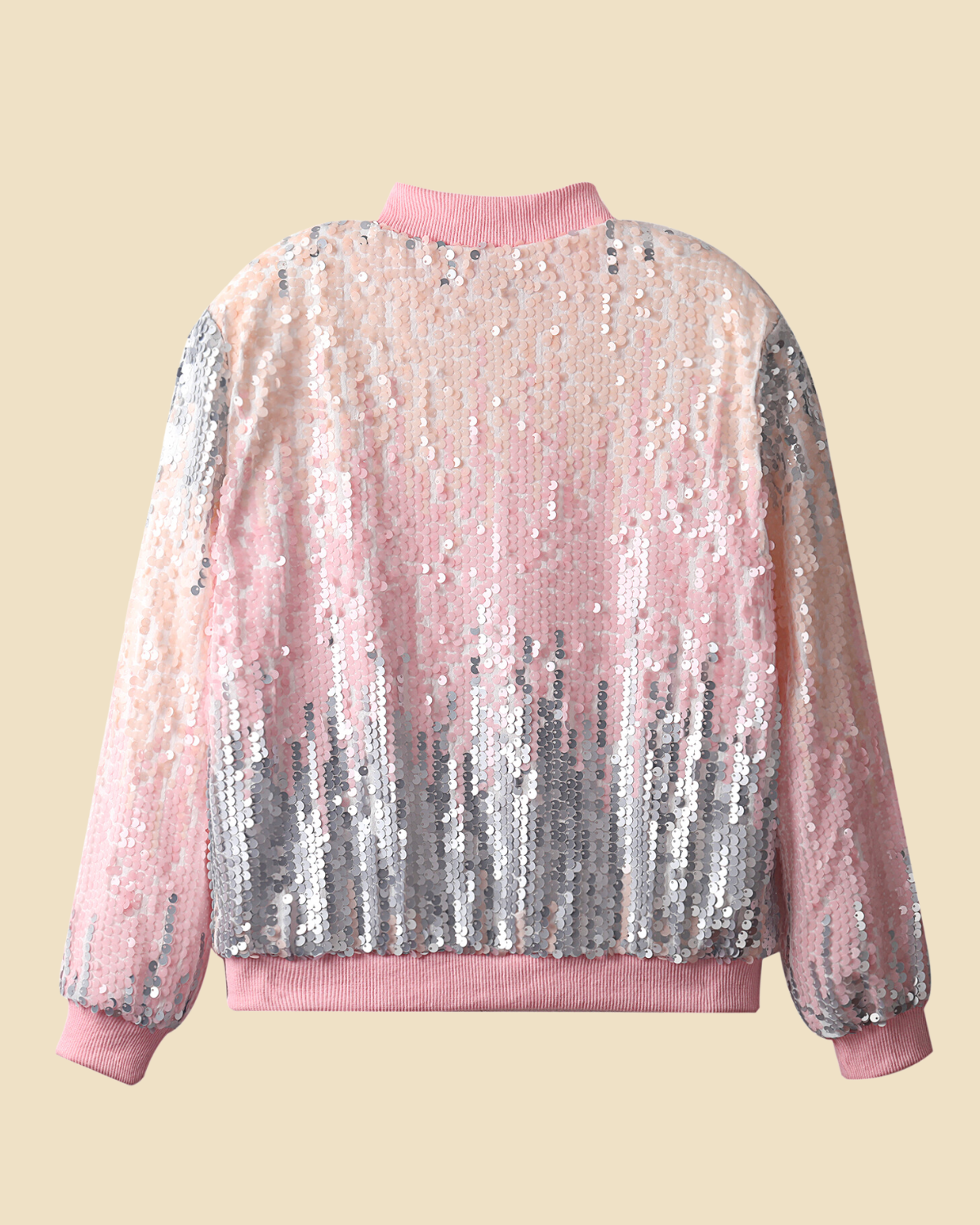 Glitter Galore: Girls' Lightweight Ombre Sequin Bomber Jacket