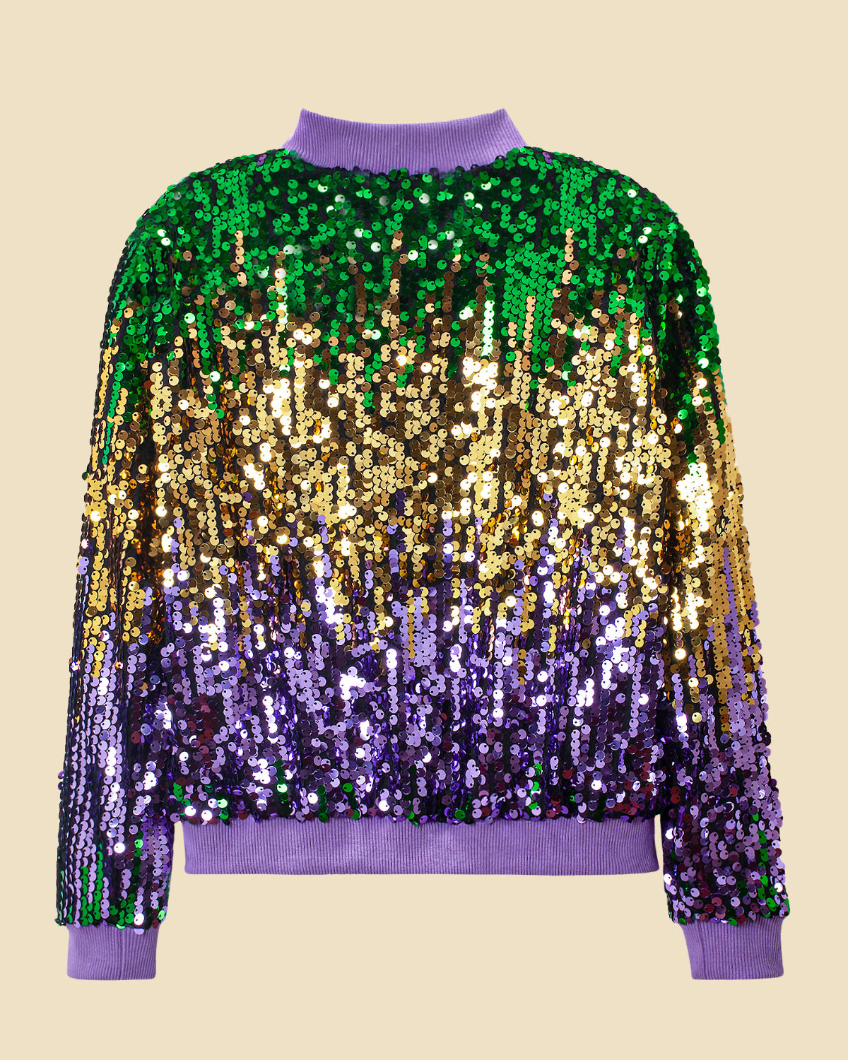 Glitter Galore: Girls' Lightweight Ombre Sequin Bomber Jacket