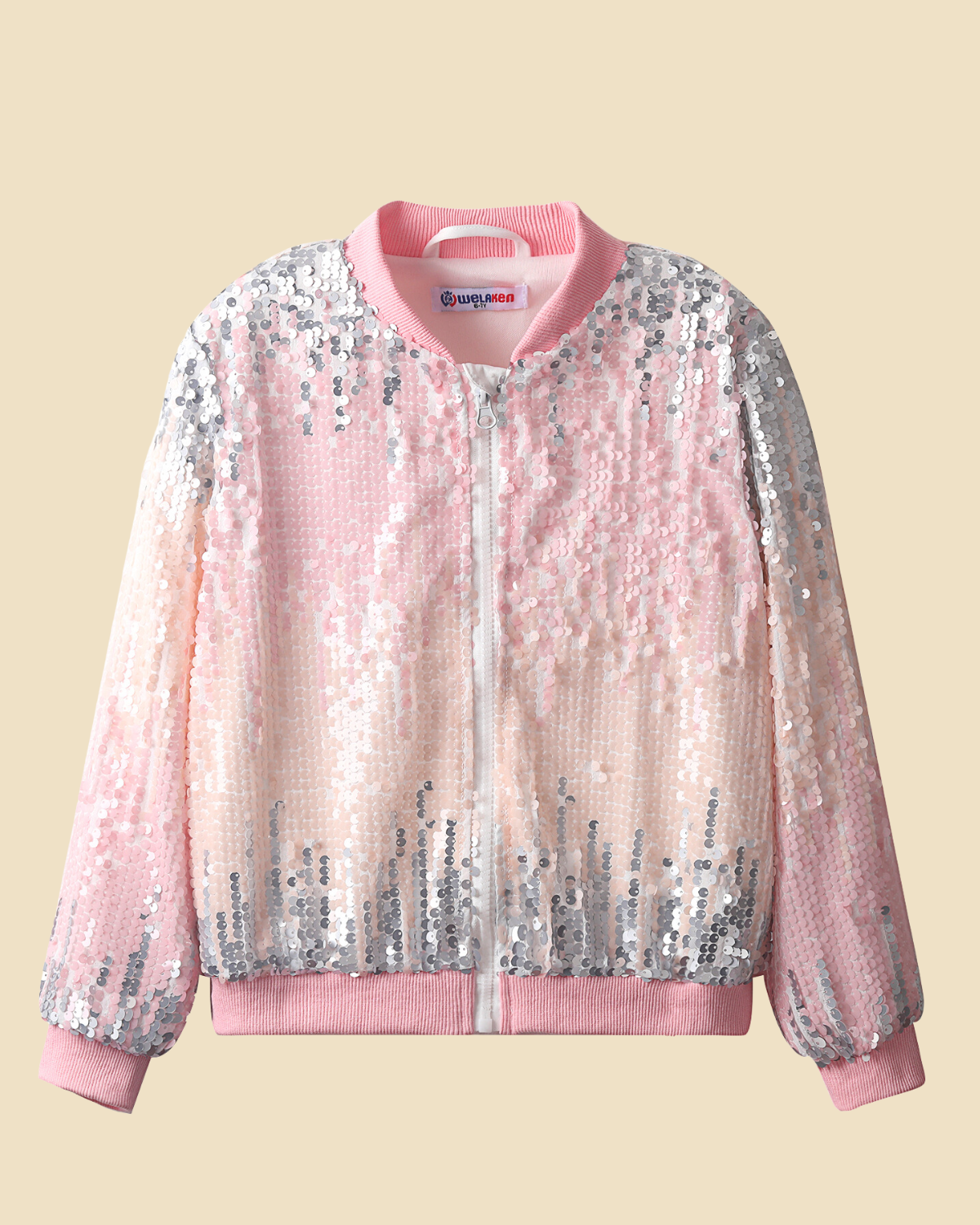 Glitter Galore: Girls' Lightweight Ombre Sequin Bomber Jacket