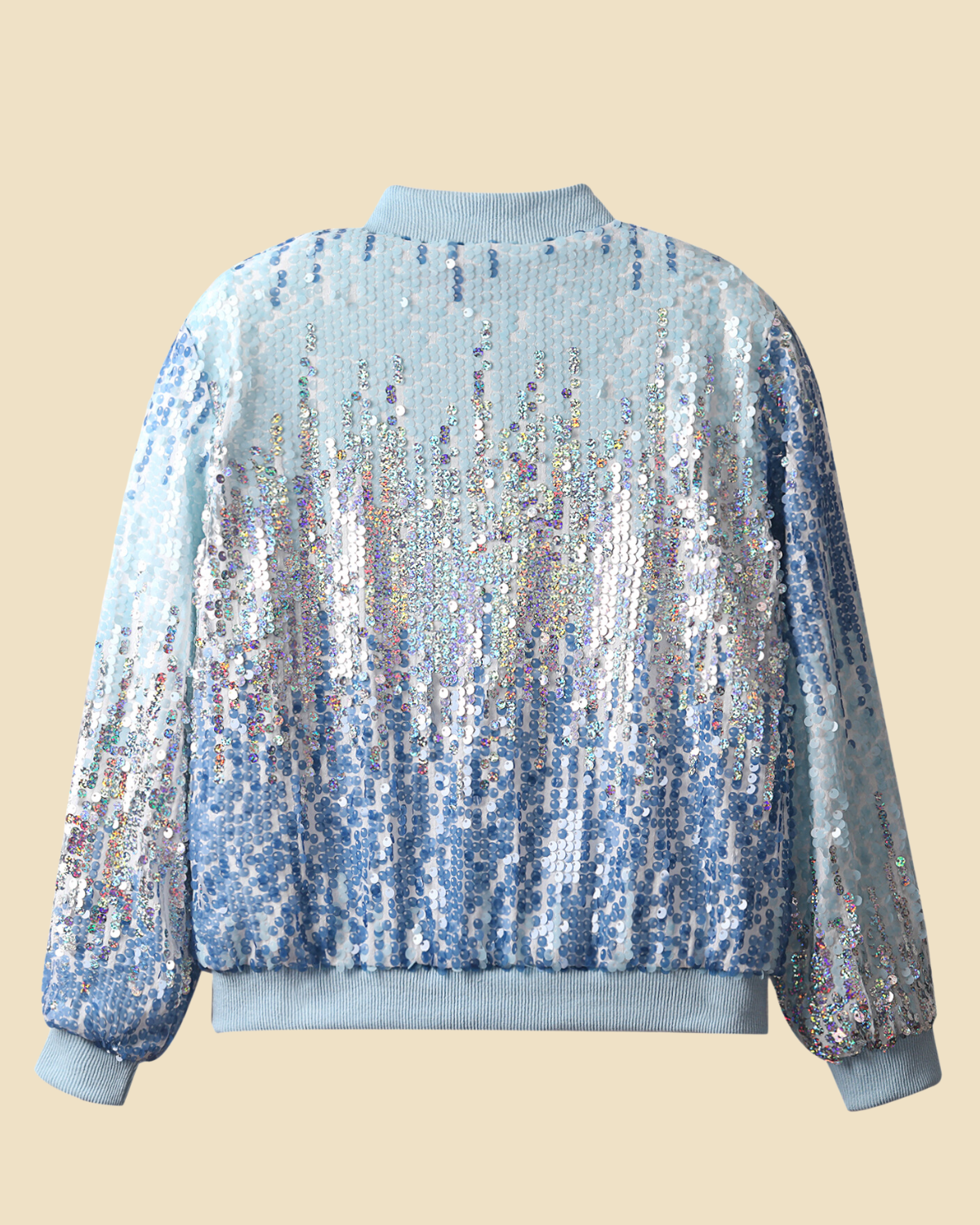 Glitter Galore: Girls' Lightweight Ombre Sequin Bomber Jacket