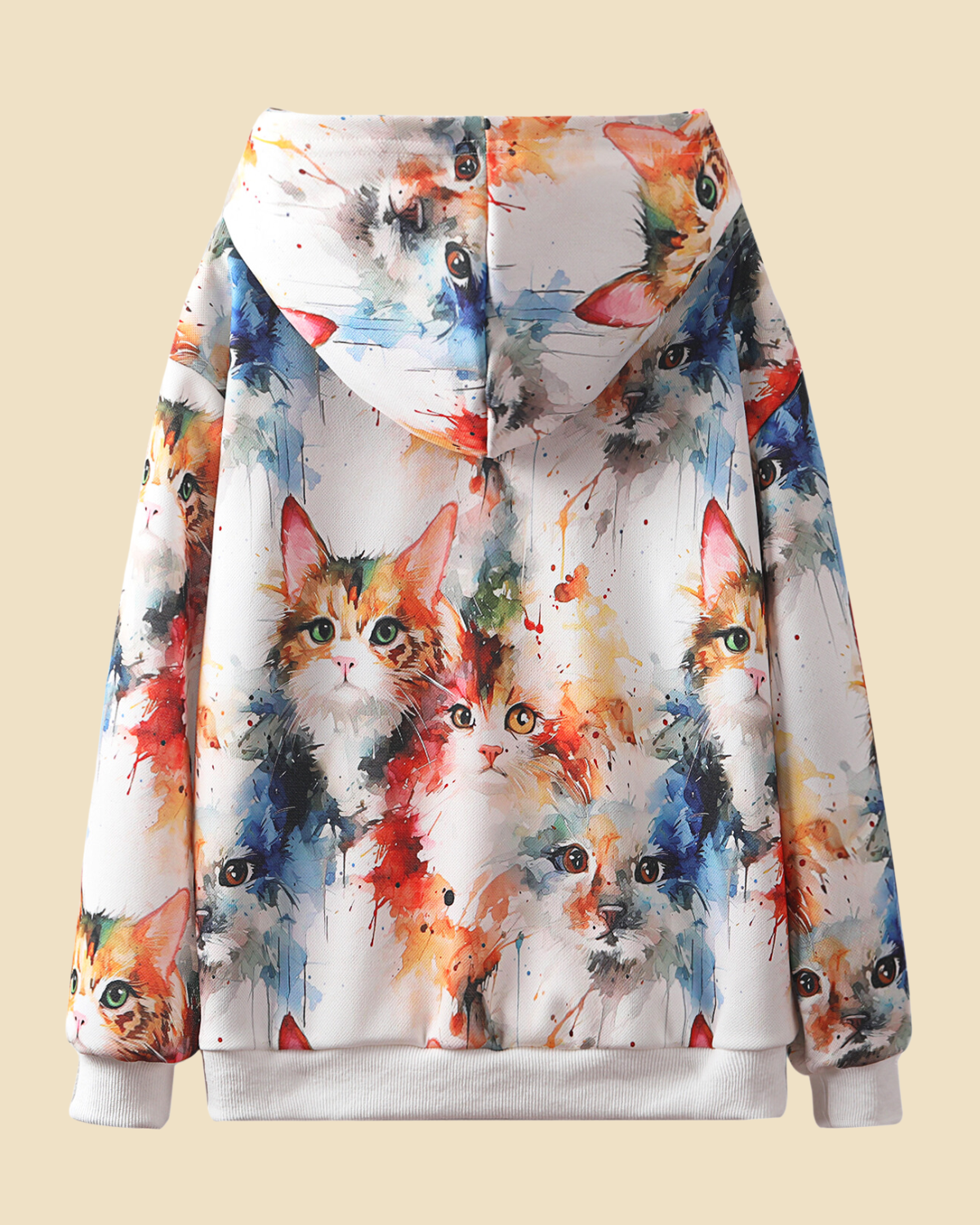 Purfectly Tie-Dyed: Girls' Cat Print Hoodie