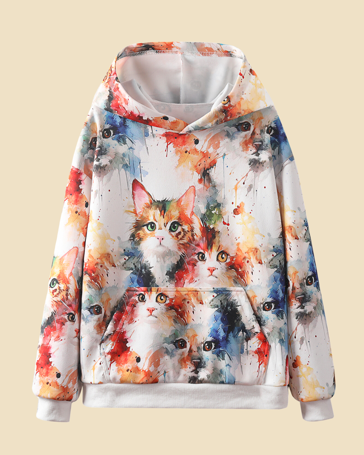 Purfectly Tie-Dyed: Girls' Cat Print Hoodie