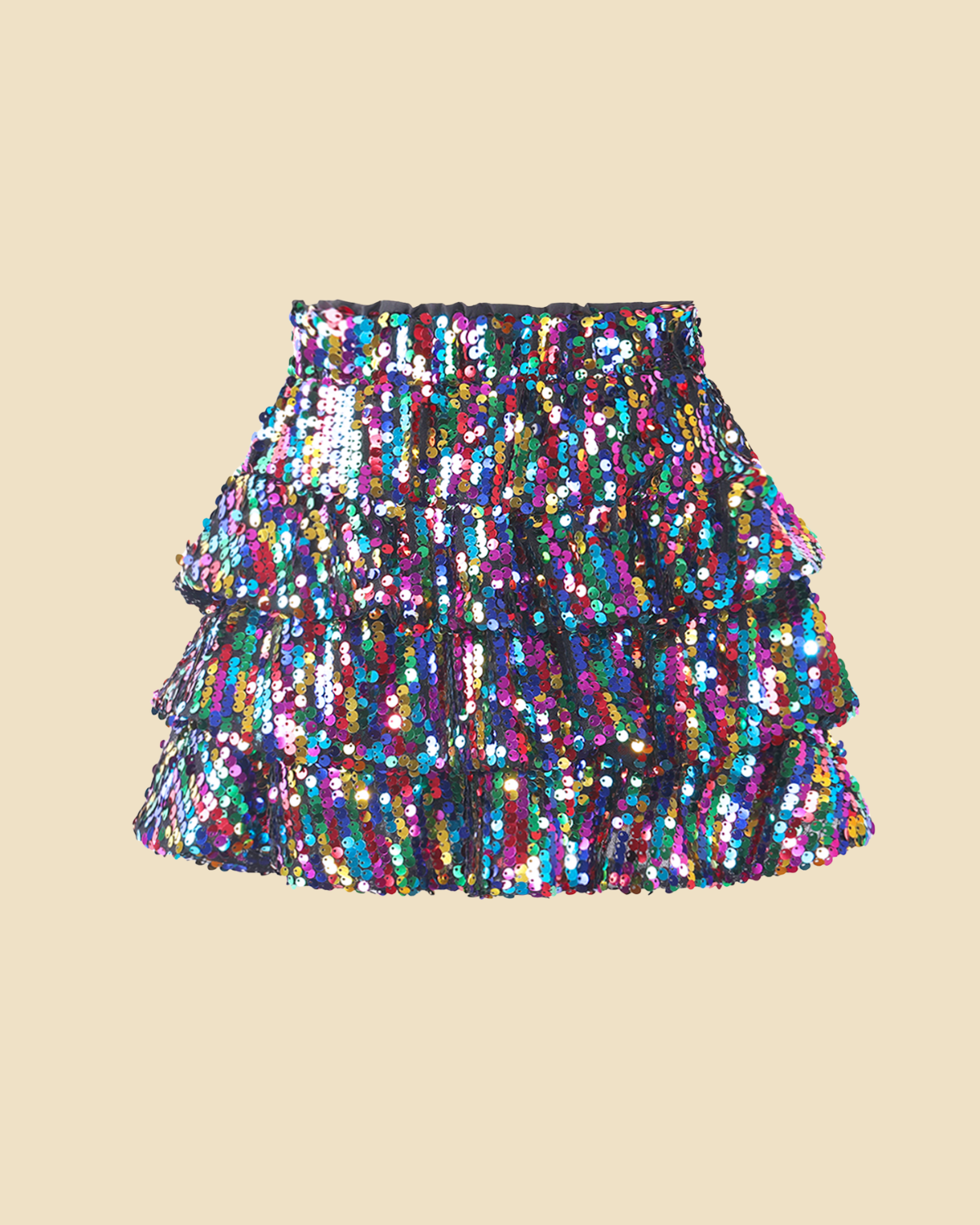 Girls Three Layer Sequin Ruffle Skirt
