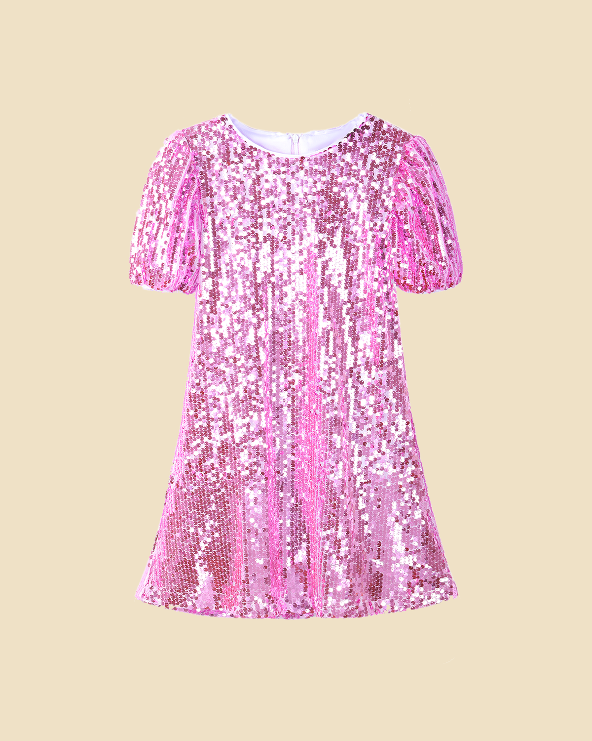 Girls Sequin Short Puff Sleeves Dress
