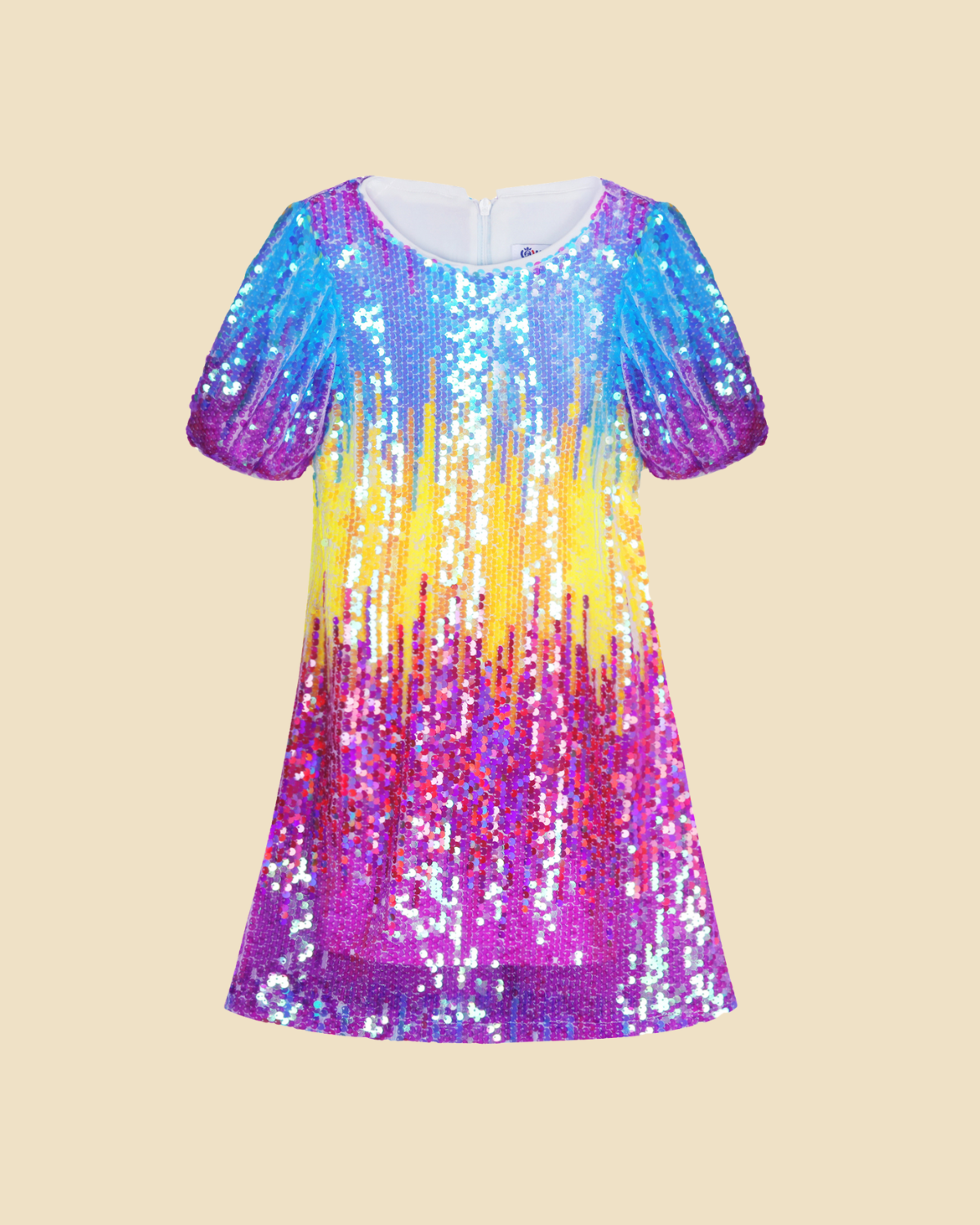 Girls Sequin Short Puff Sleeves Dress