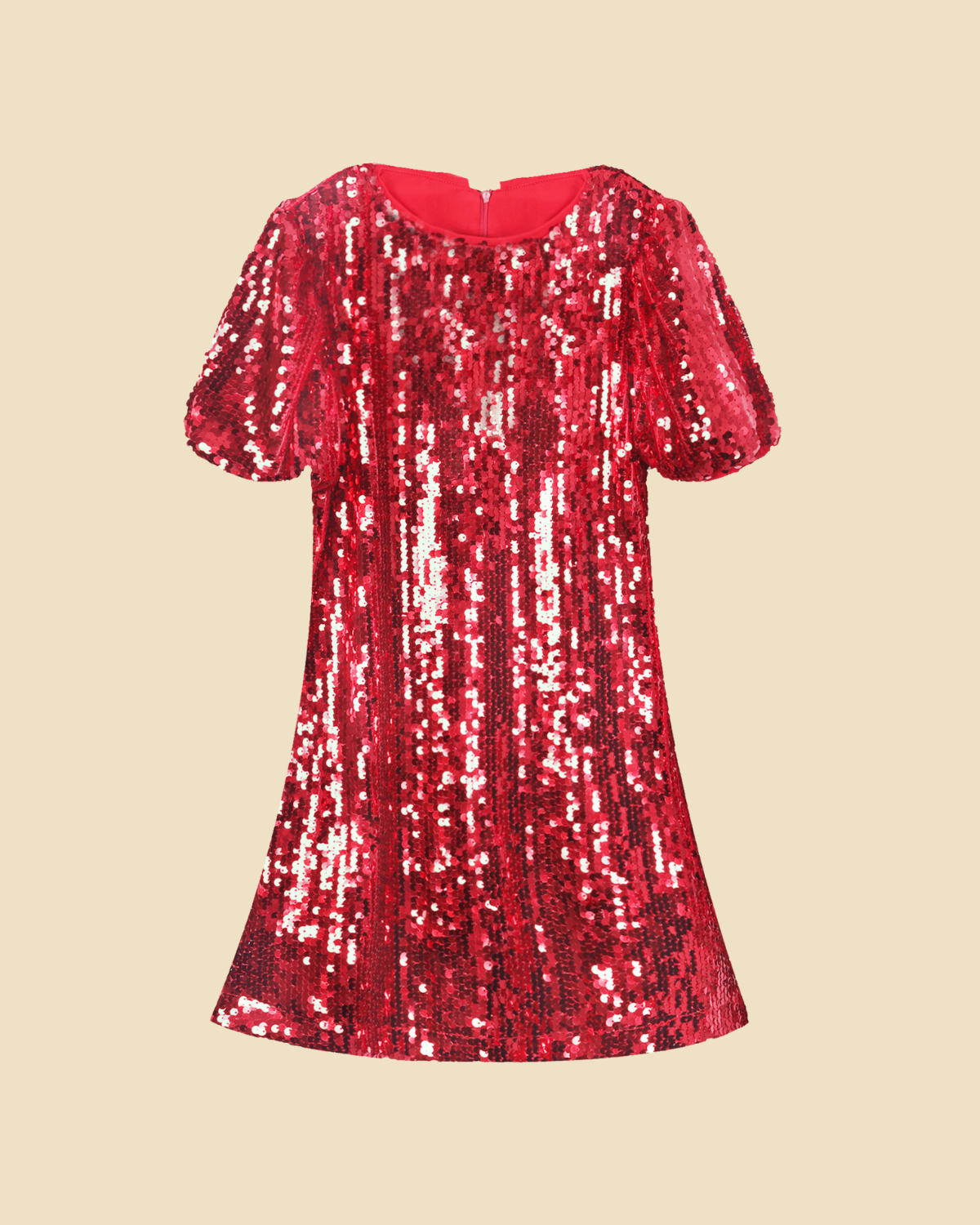 Girls Sequin Short Puff Sleeves Dress