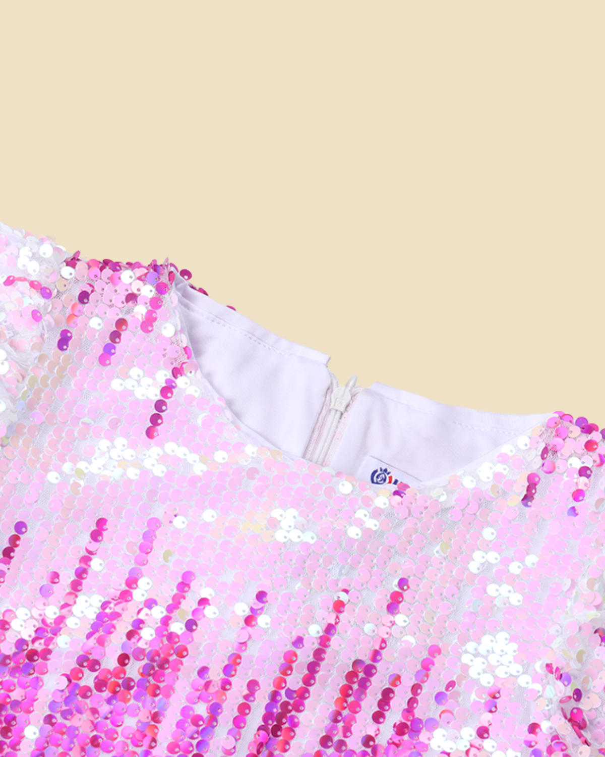 Girls Sequin Short Puff Sleeves Dress