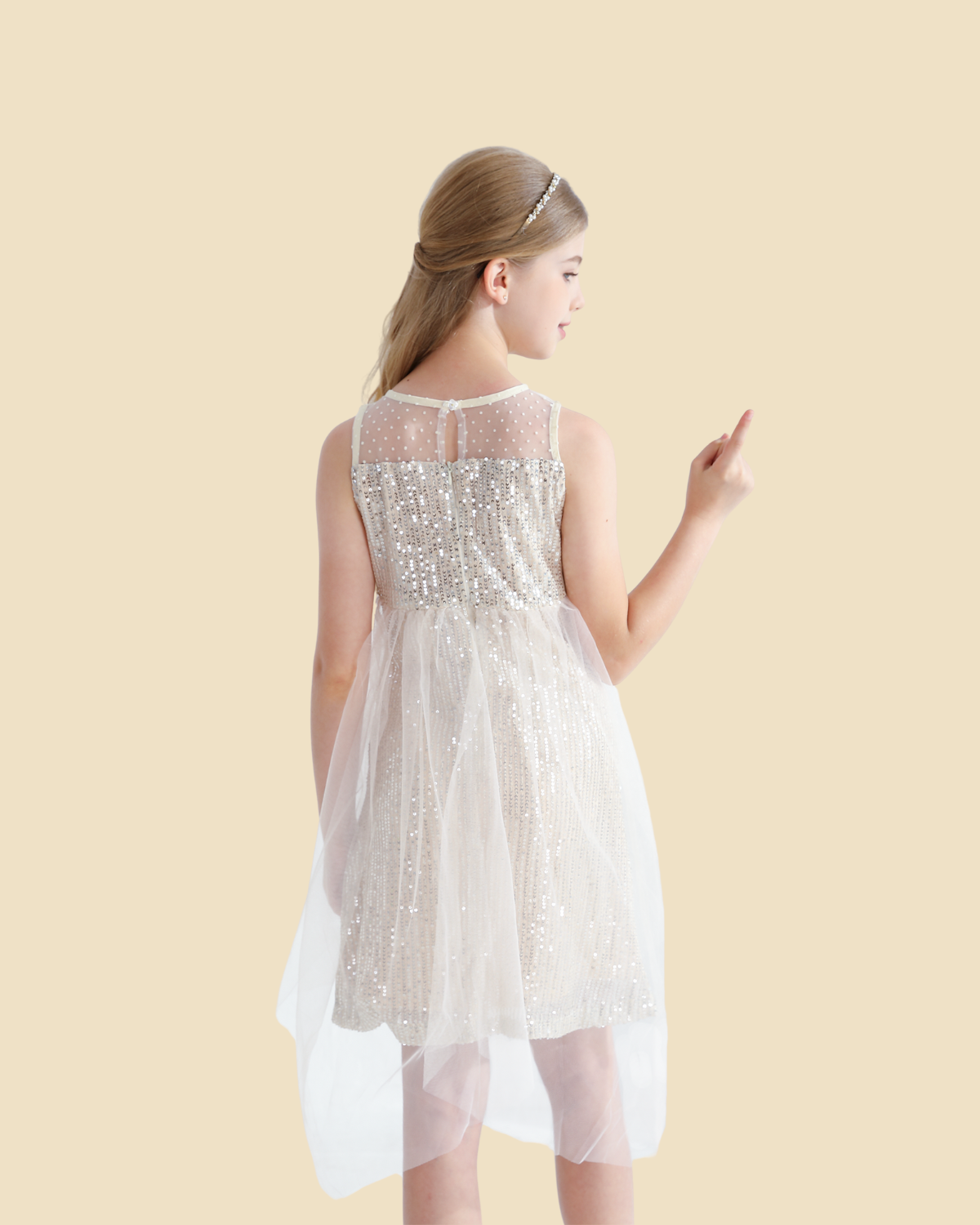 Girl Sequin Party Mesh Dress