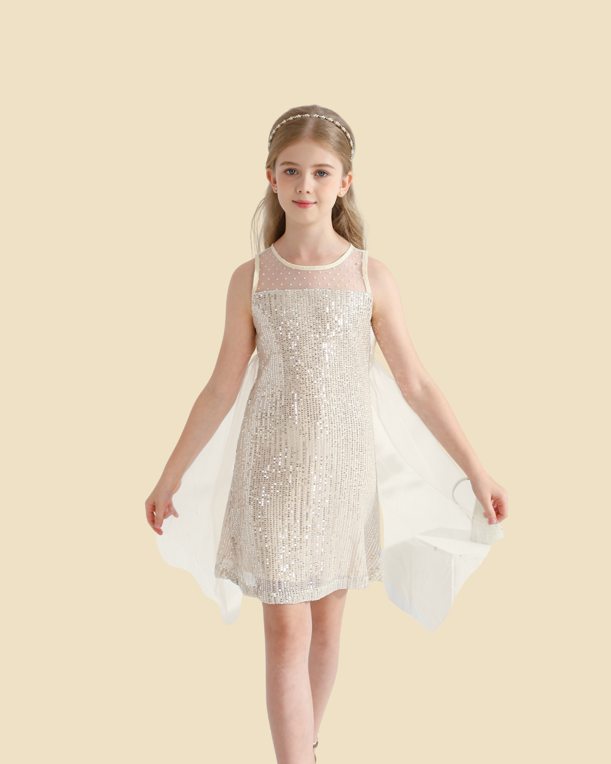 Girl Sequin Party Mesh Dress