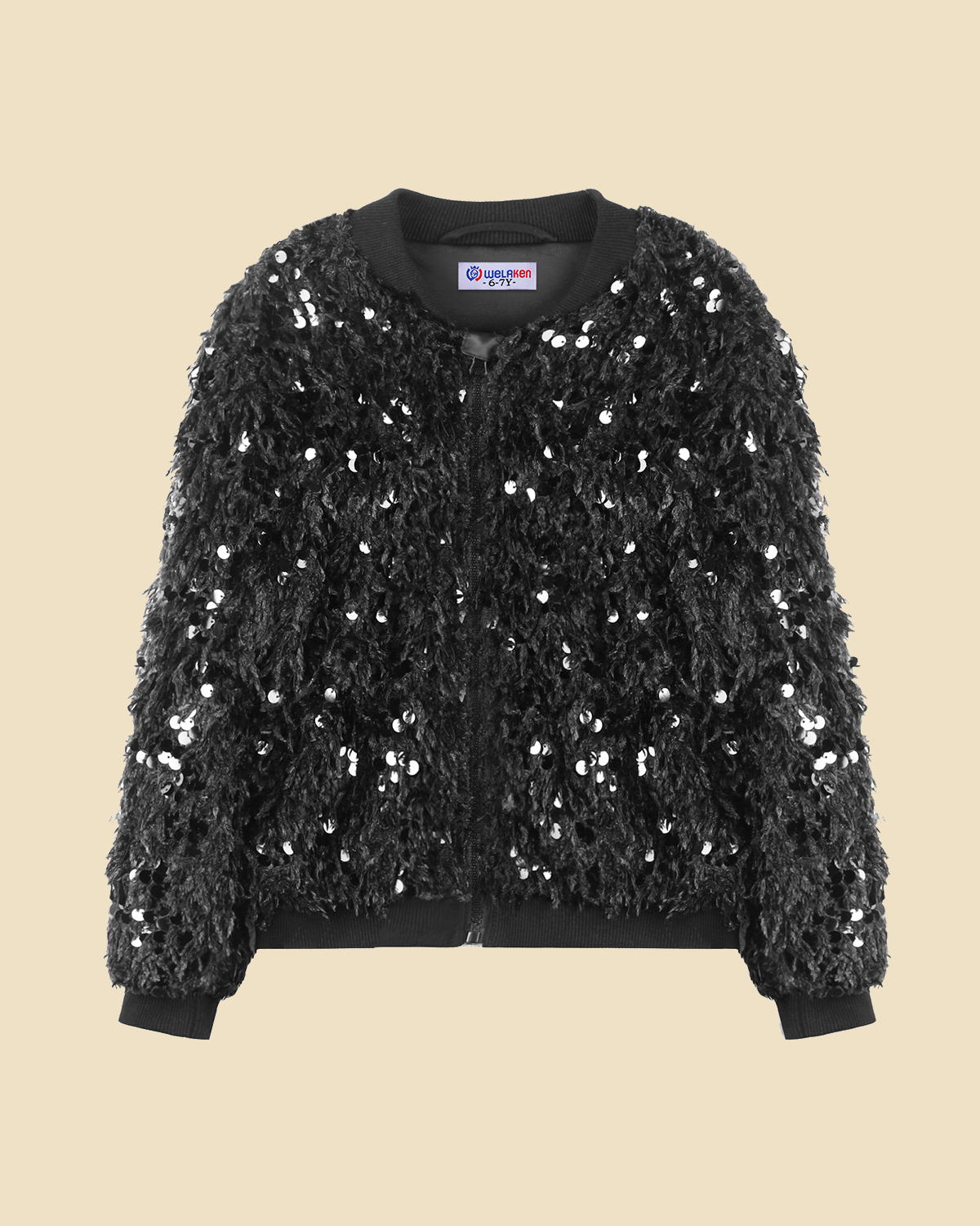 Faux Feather Sequin Jacket