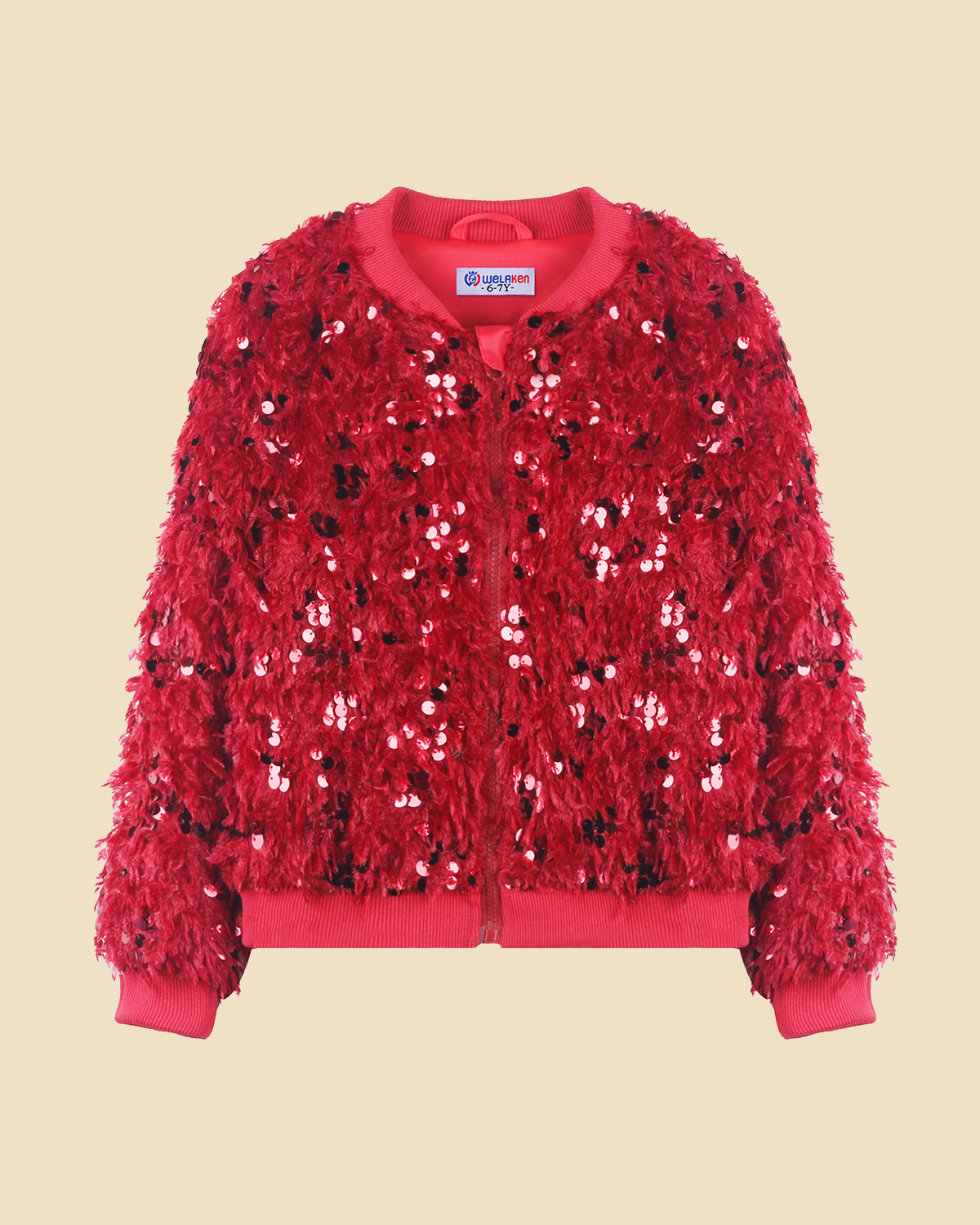 Faux Feather Sequin Jacket