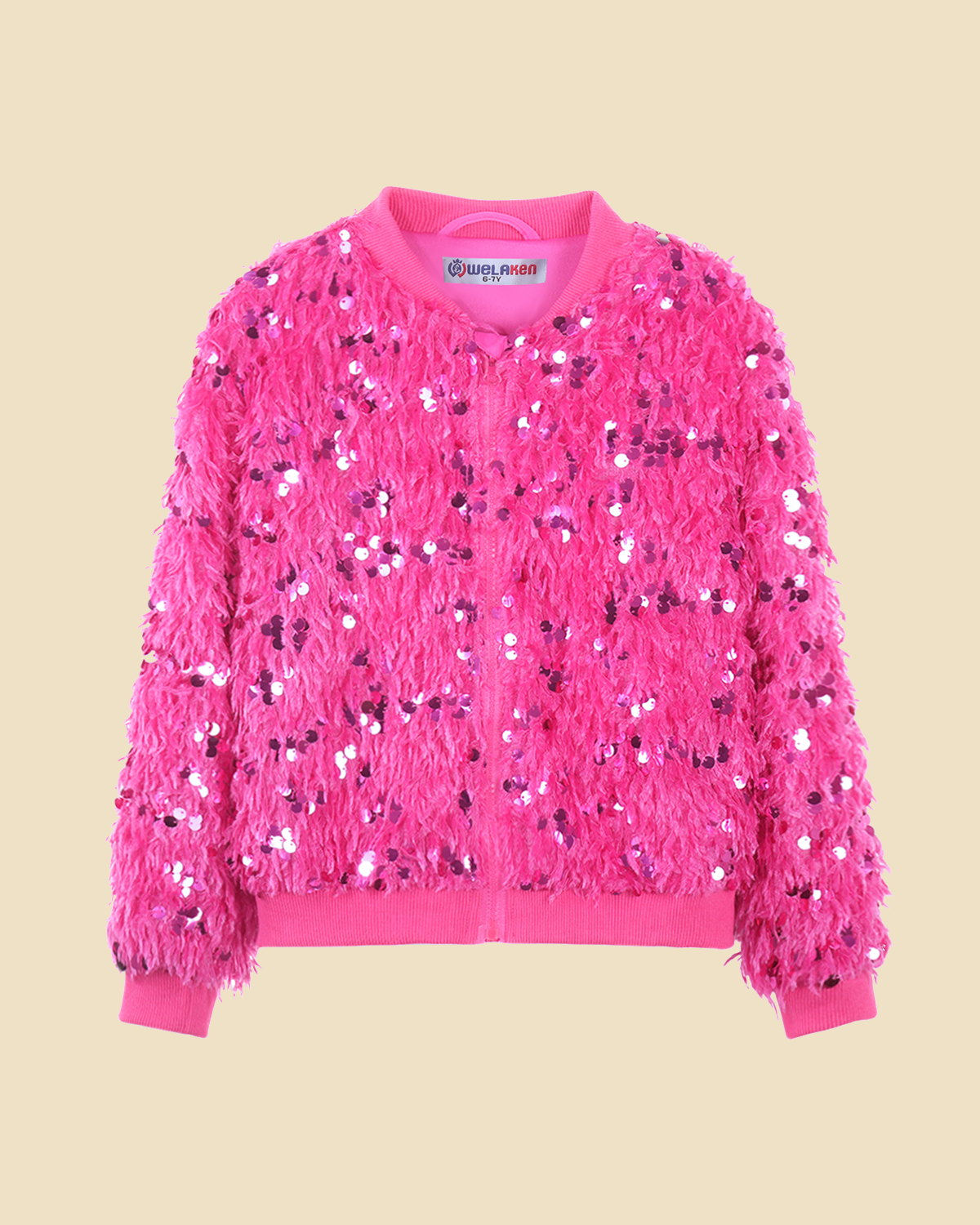 Faux Feather Sequin Jacket