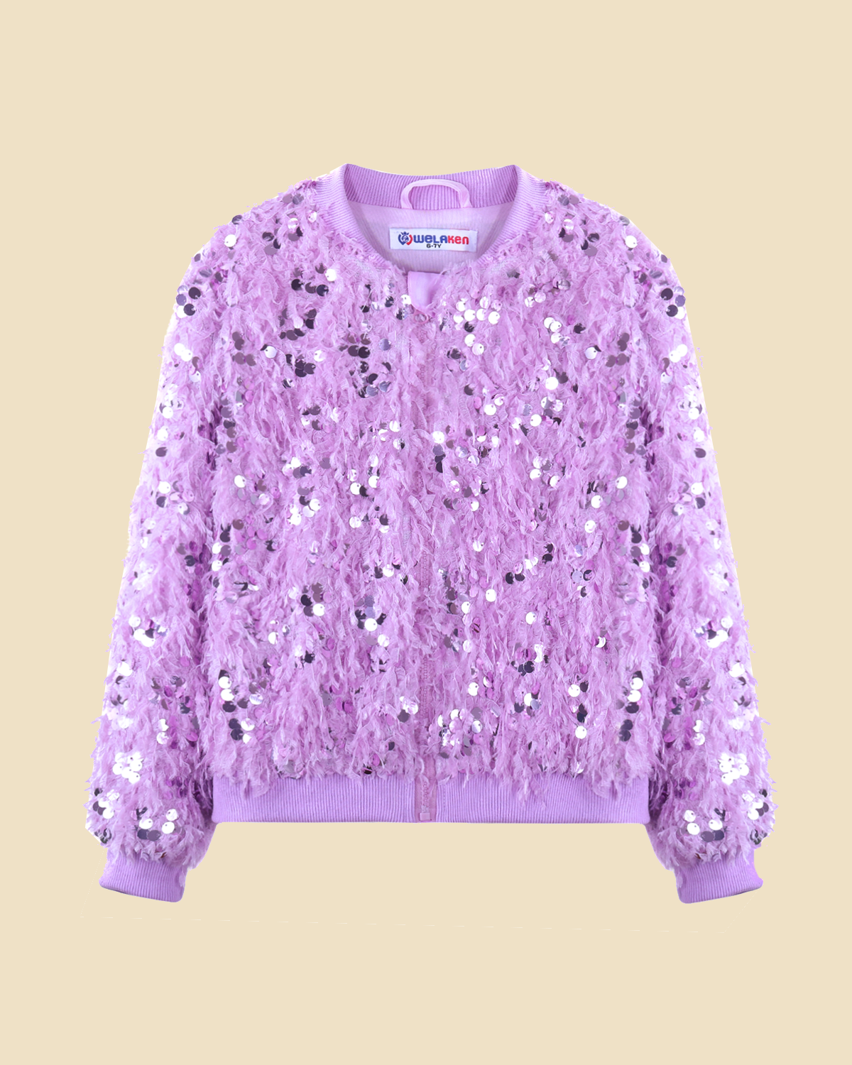 Faux Feather Sequin Jacket