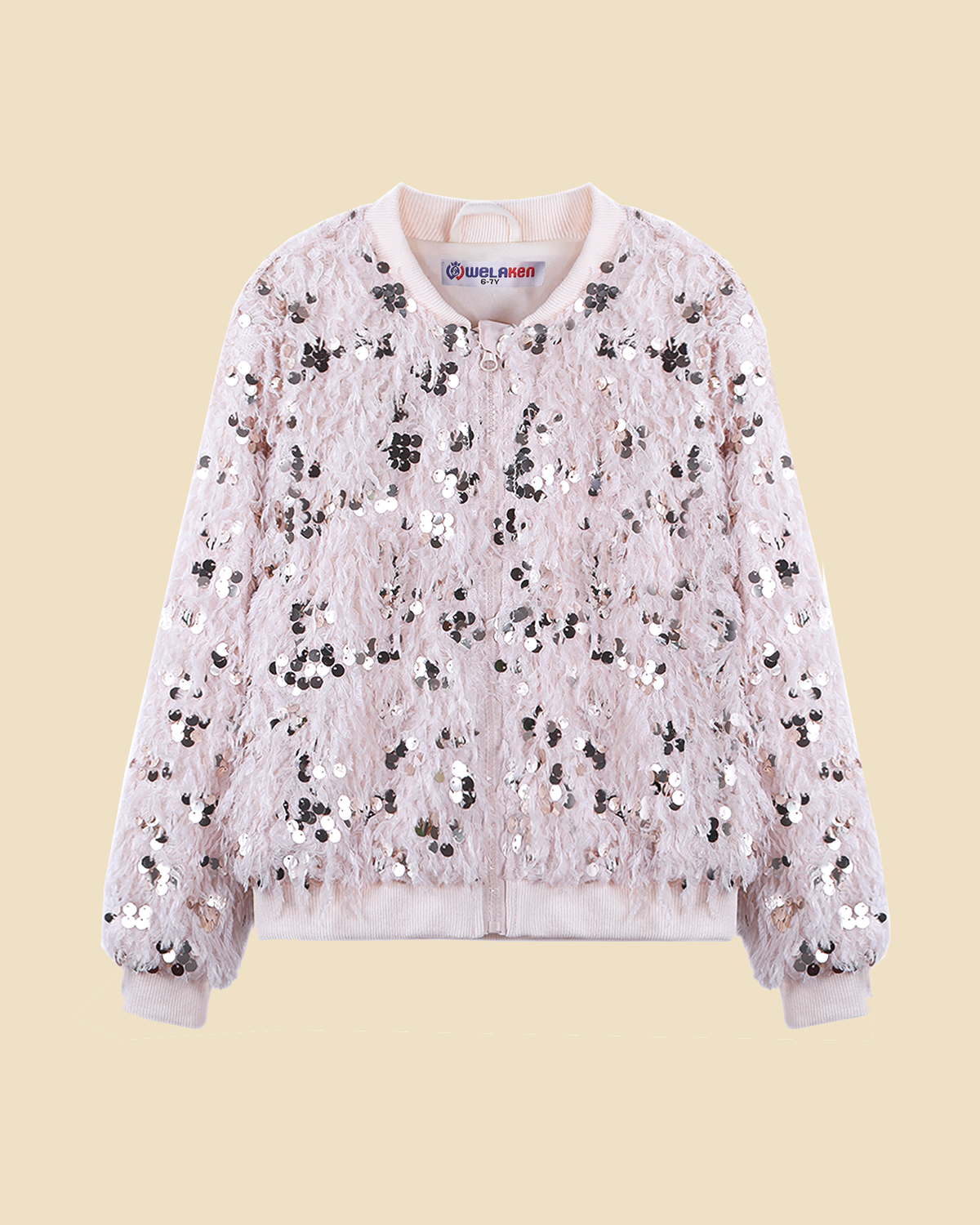 Faux Feather Sequin Jacket