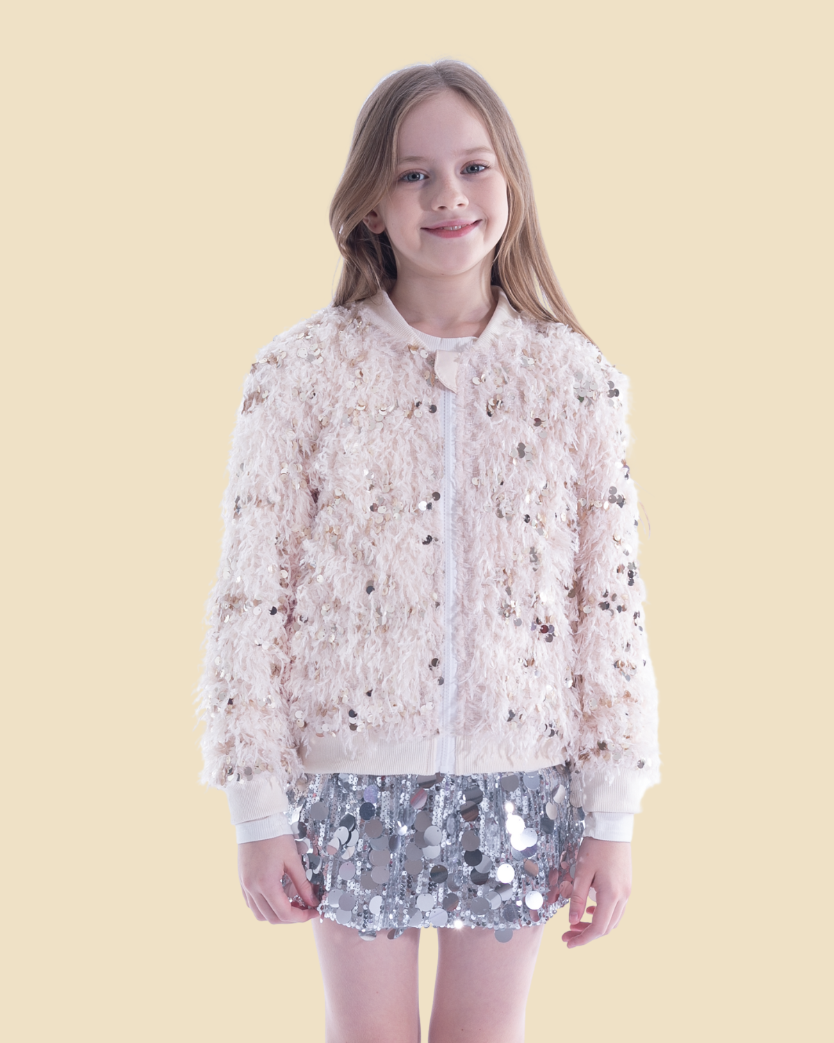 Faux Feather Sequin Jacket