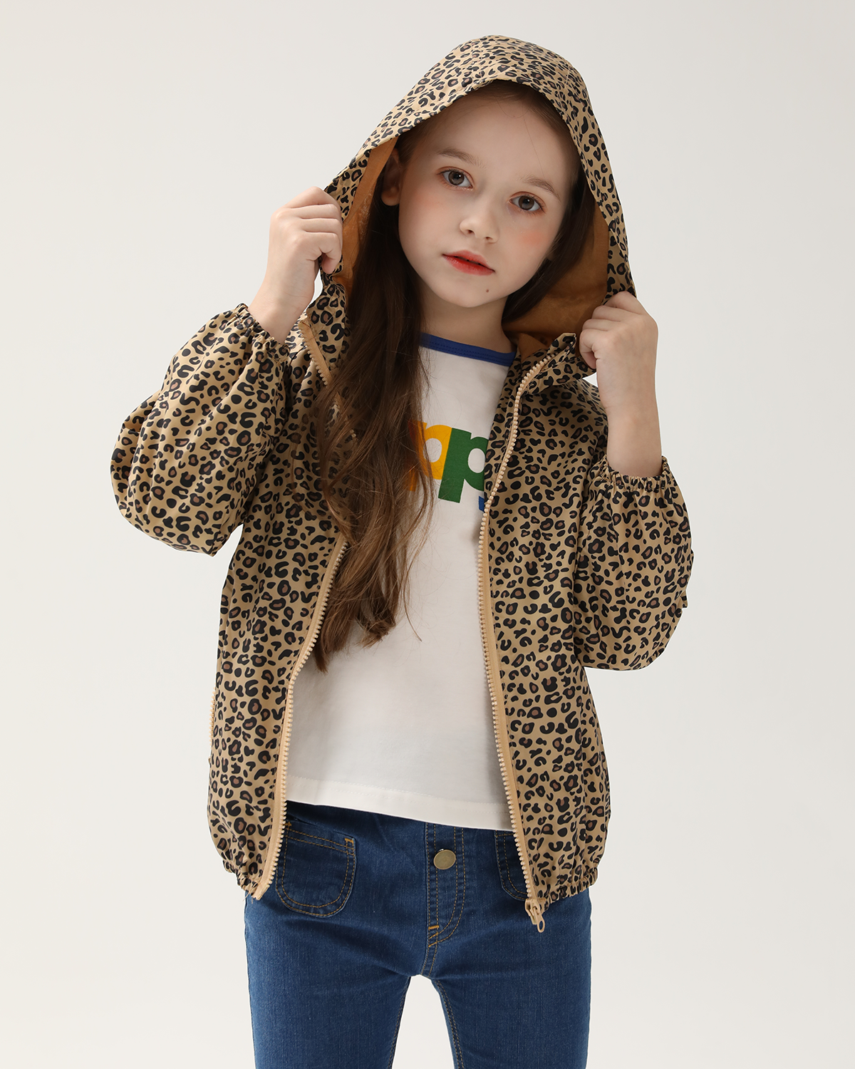 Girls' Lightweight Water-Resistant Hooded Jacket